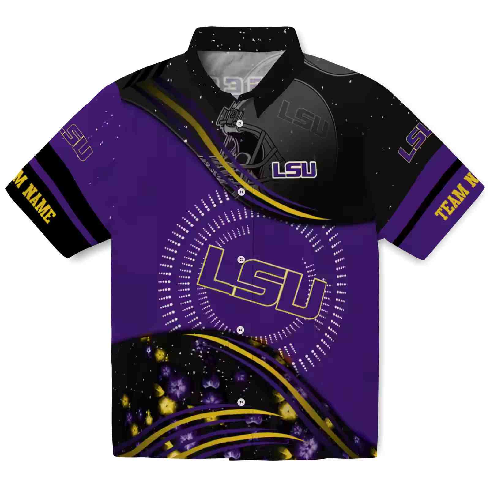 LSU Tigers Football Wave Purple Black Hawaiian Shirt