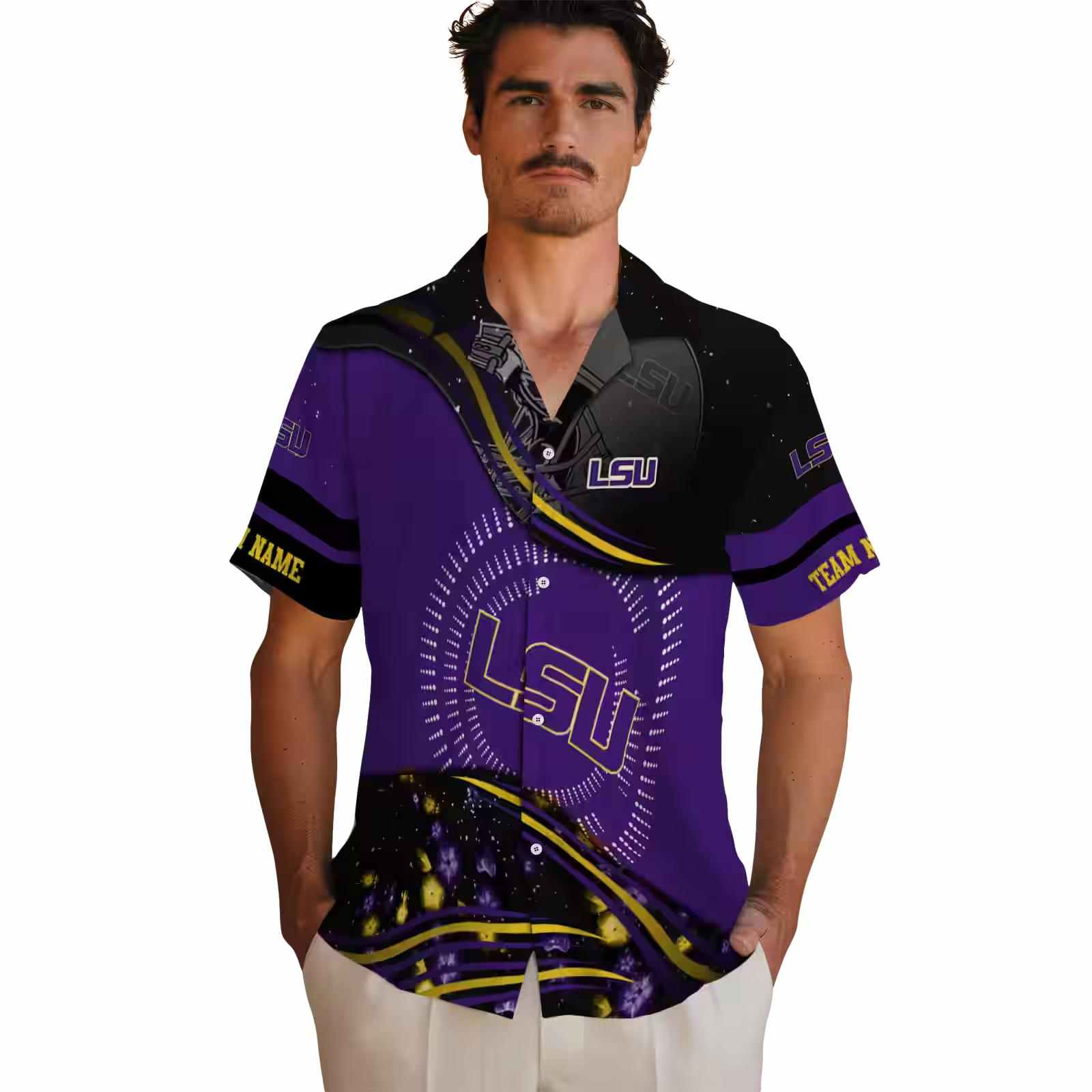 lsu tigers football wave purple black hawaiian shirt fashion forward