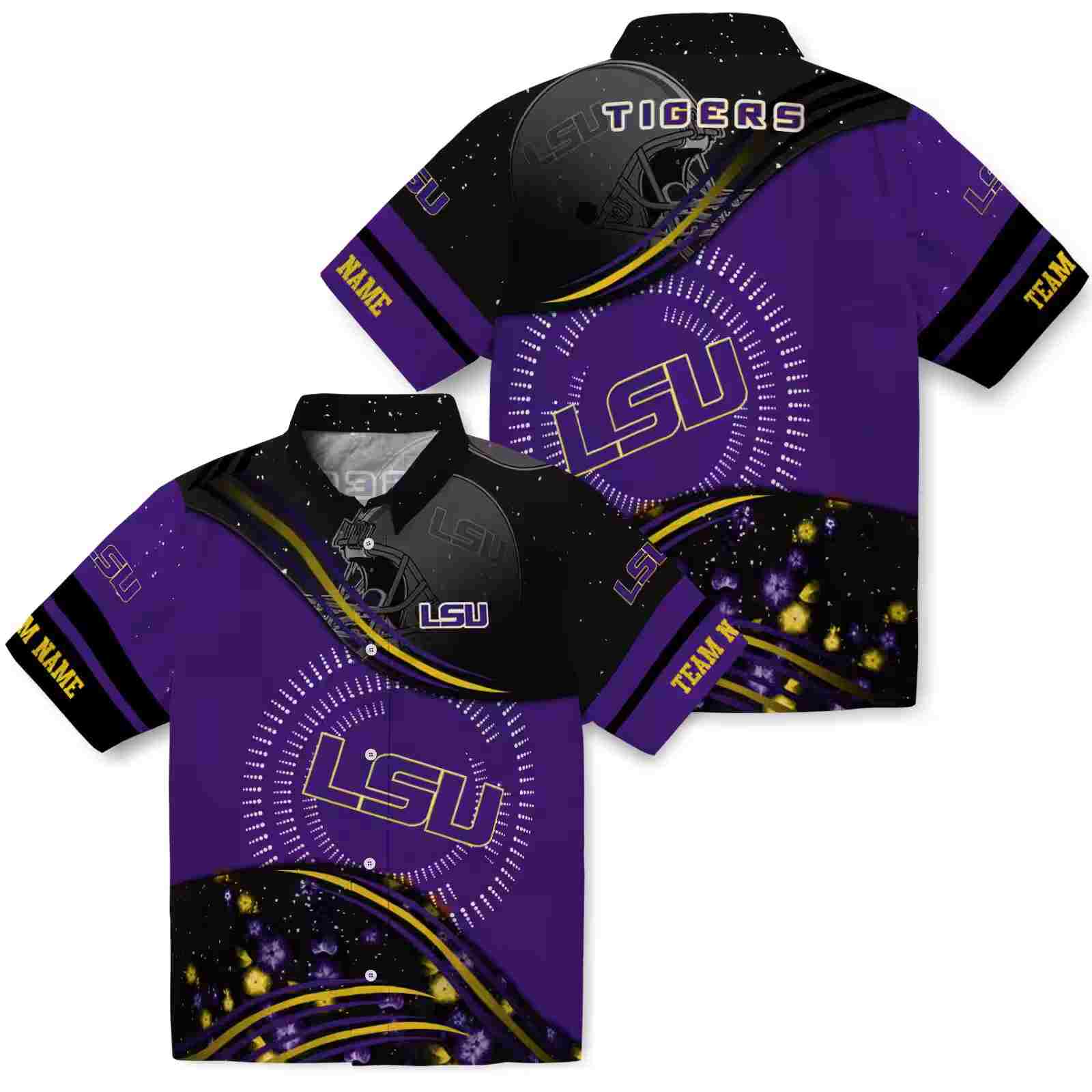 lsu tigers football wave purple black hawaiian shirt high quality