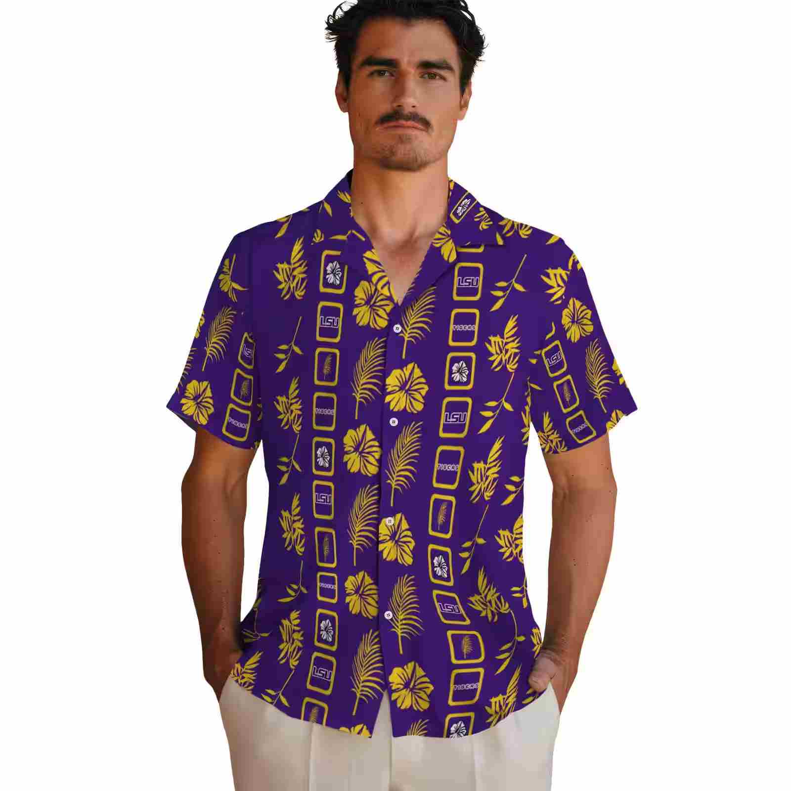 lsu tigers framed floral purple hawaiian shirt fashion forward