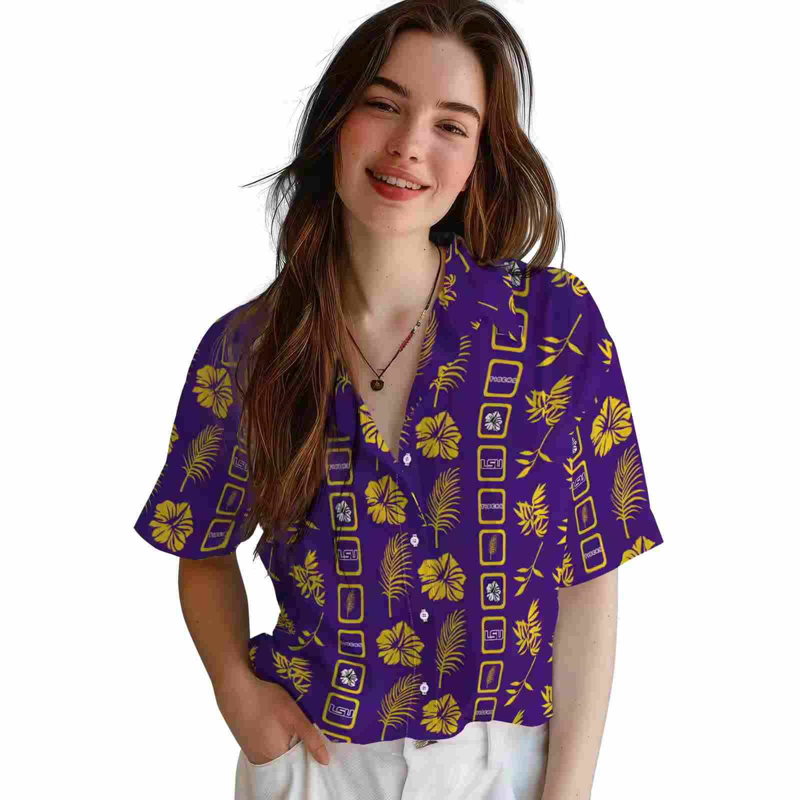 lsu tigers framed floral purple hawaiian shirt latest model