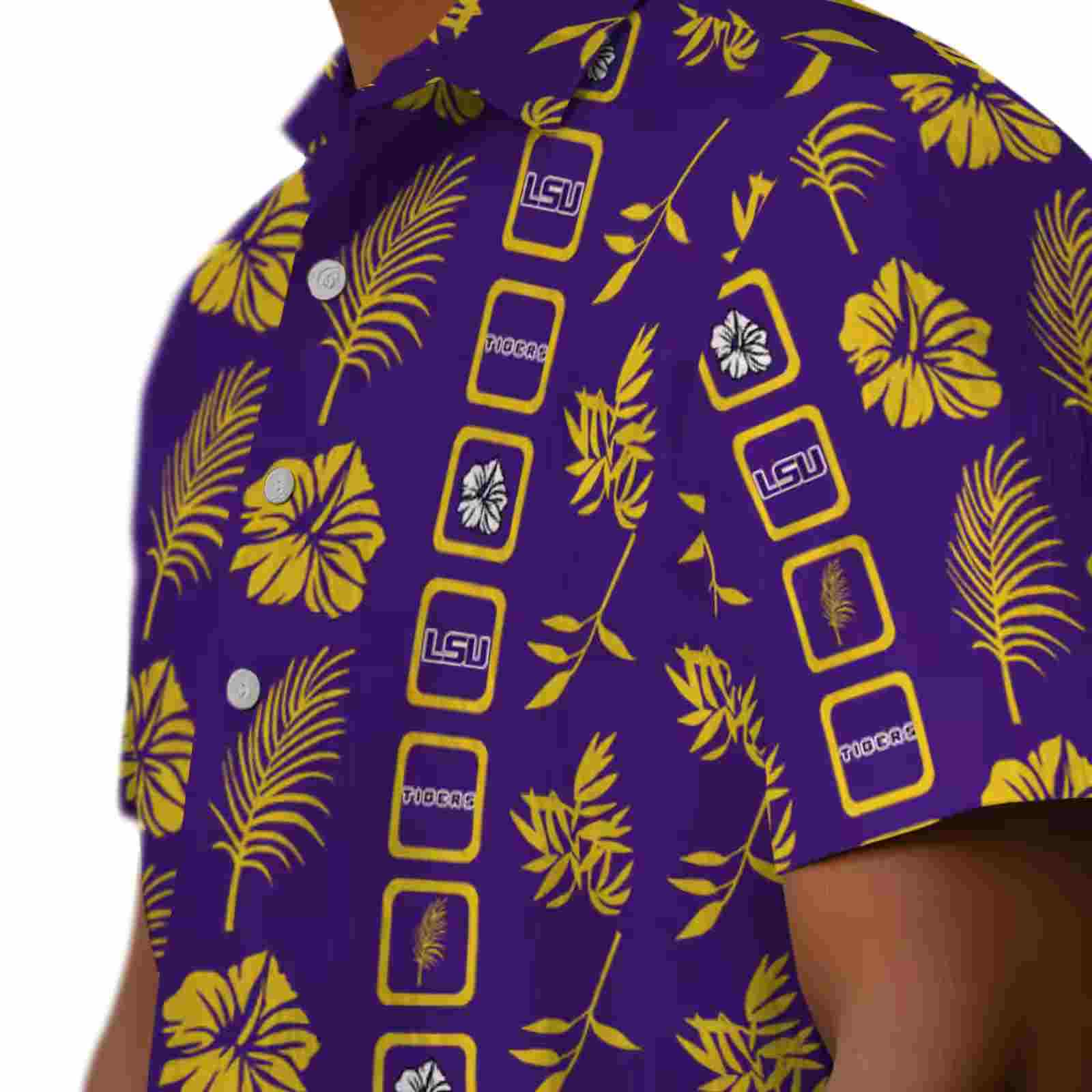 lsu tigers framed floral purple hawaiian shirt trendy