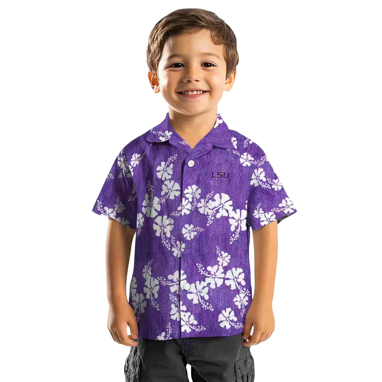 lsu tigers hibiscus clusters purple hawaiian shirt top rated