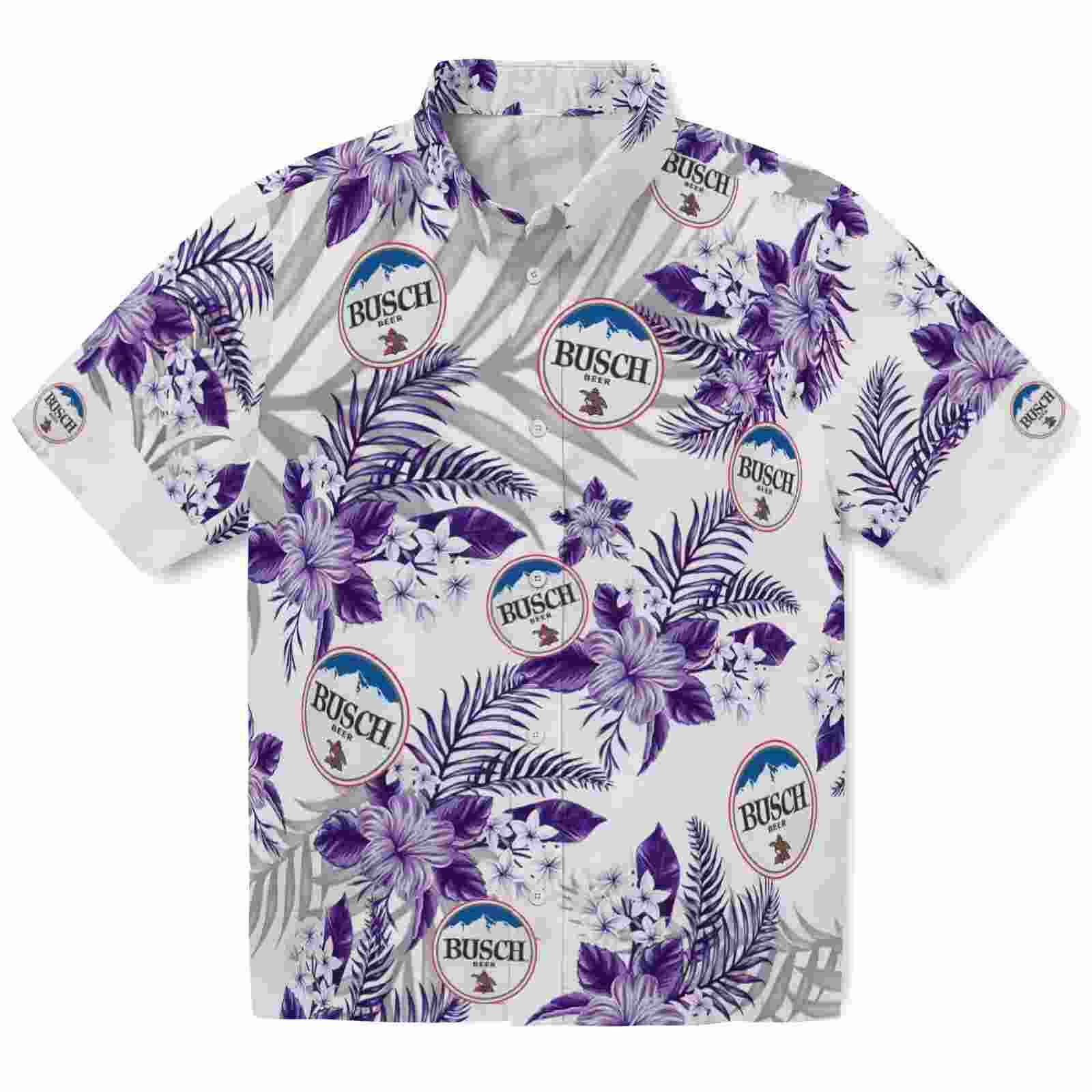 LSU Tigers Hibiscus Palm Leaves Purple White Hawaiian Shirt