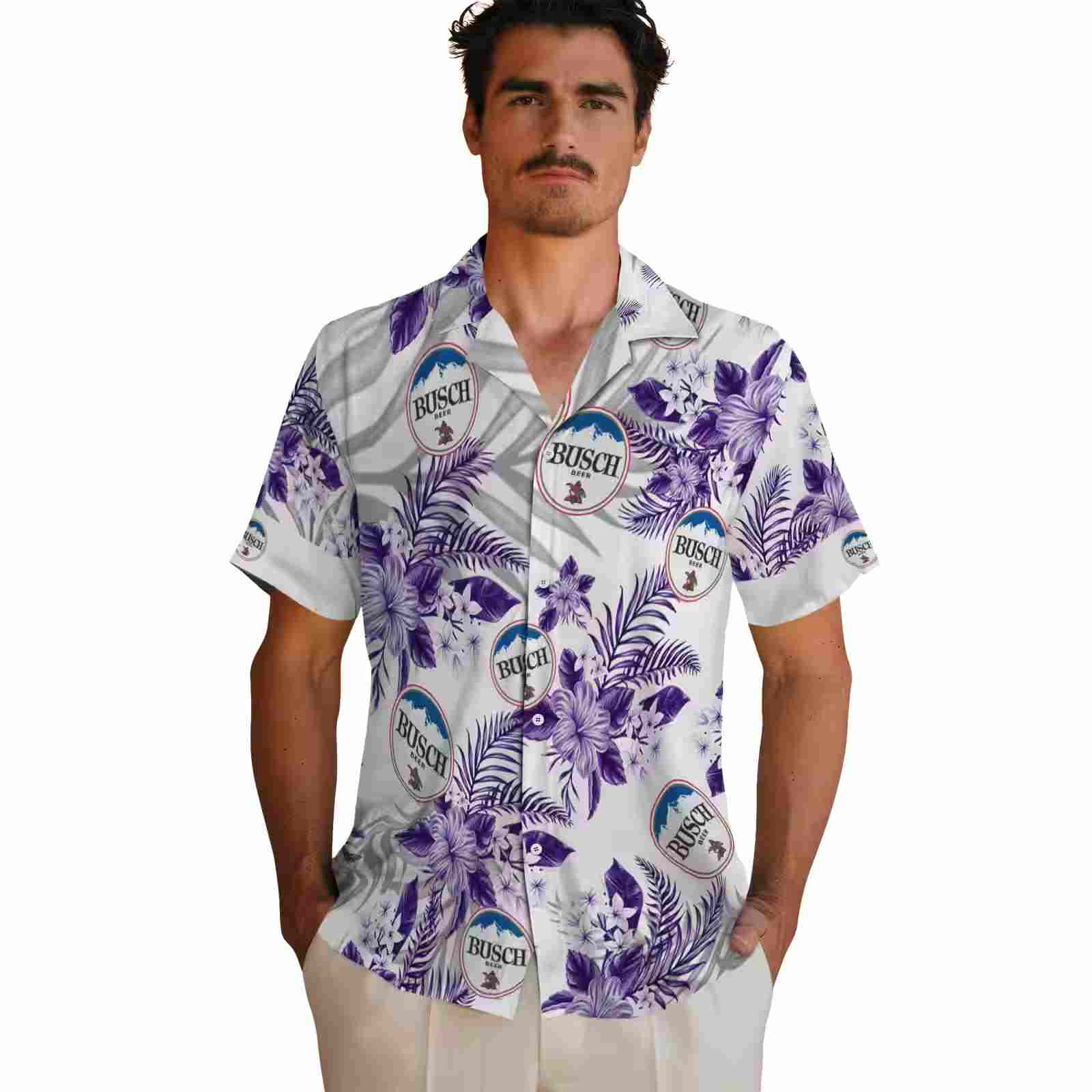 lsu tigers hibiscus palm leaves purple white hawaiian shirt fashion forward