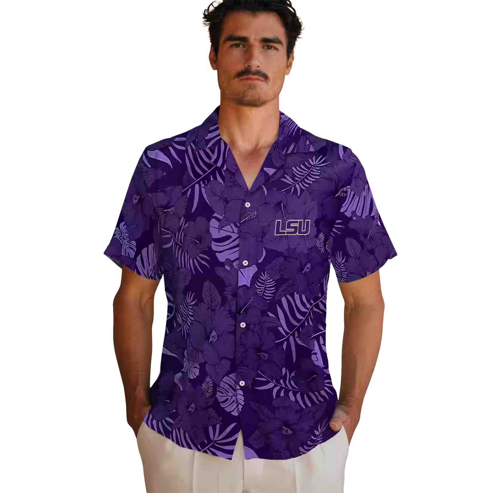 lsu tigers jungle vibes purple hawaiian shirt fashion forward