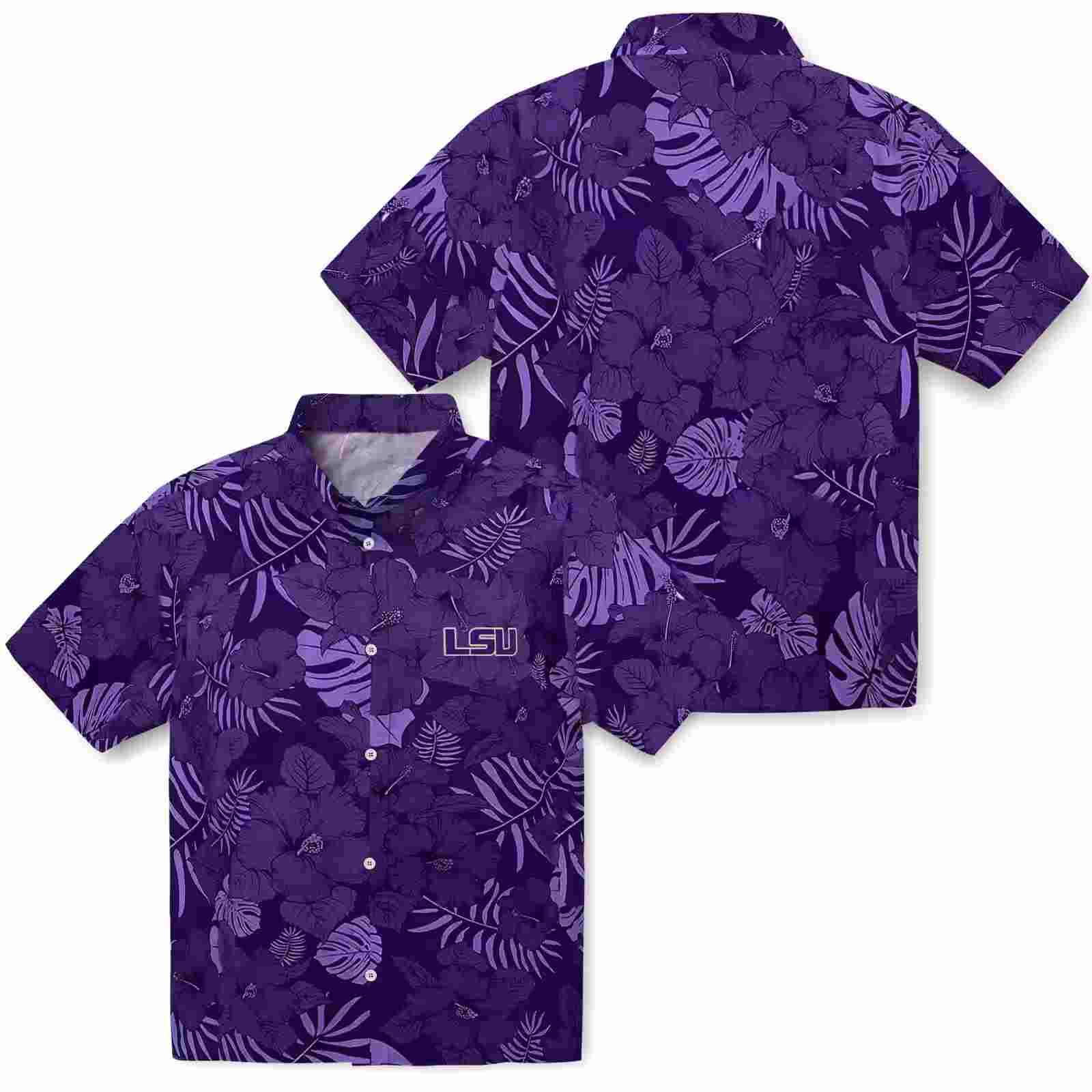 lsu tigers jungle vibes purple hawaiian shirt high quality