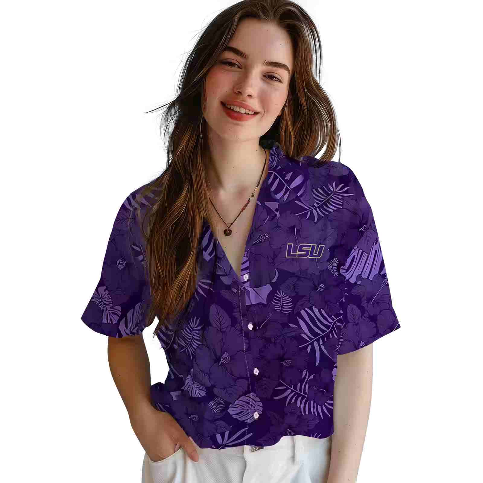 lsu tigers jungle vibes purple hawaiian shirt latest model