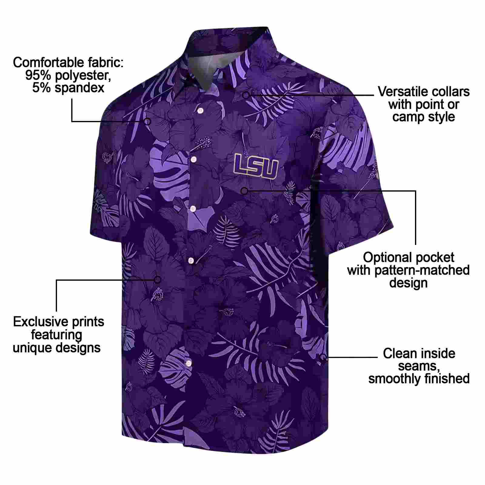 lsu tigers jungle vibes purple hawaiian shirt new arrival