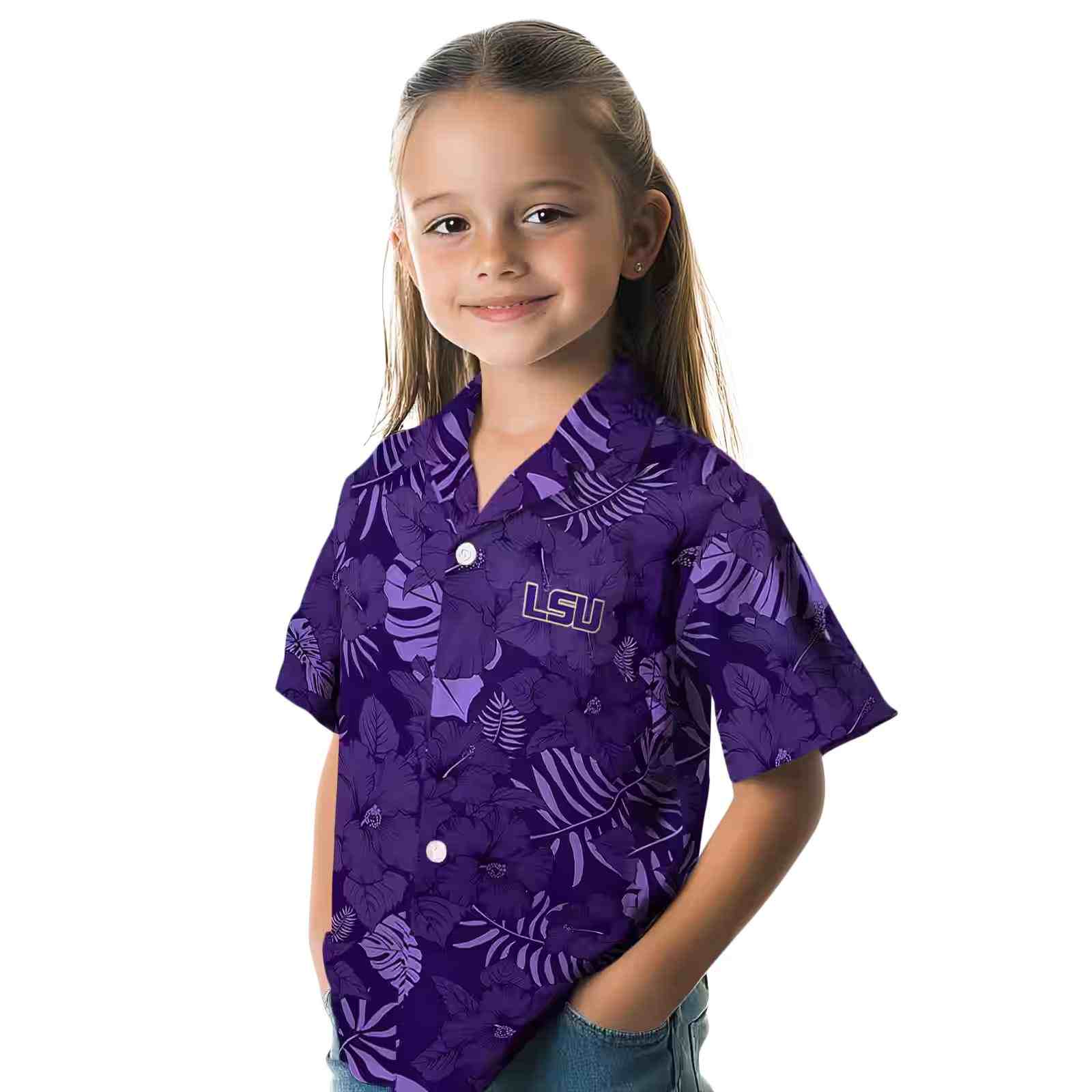 lsu tigers jungle vibes purple hawaiian shirt premium grade