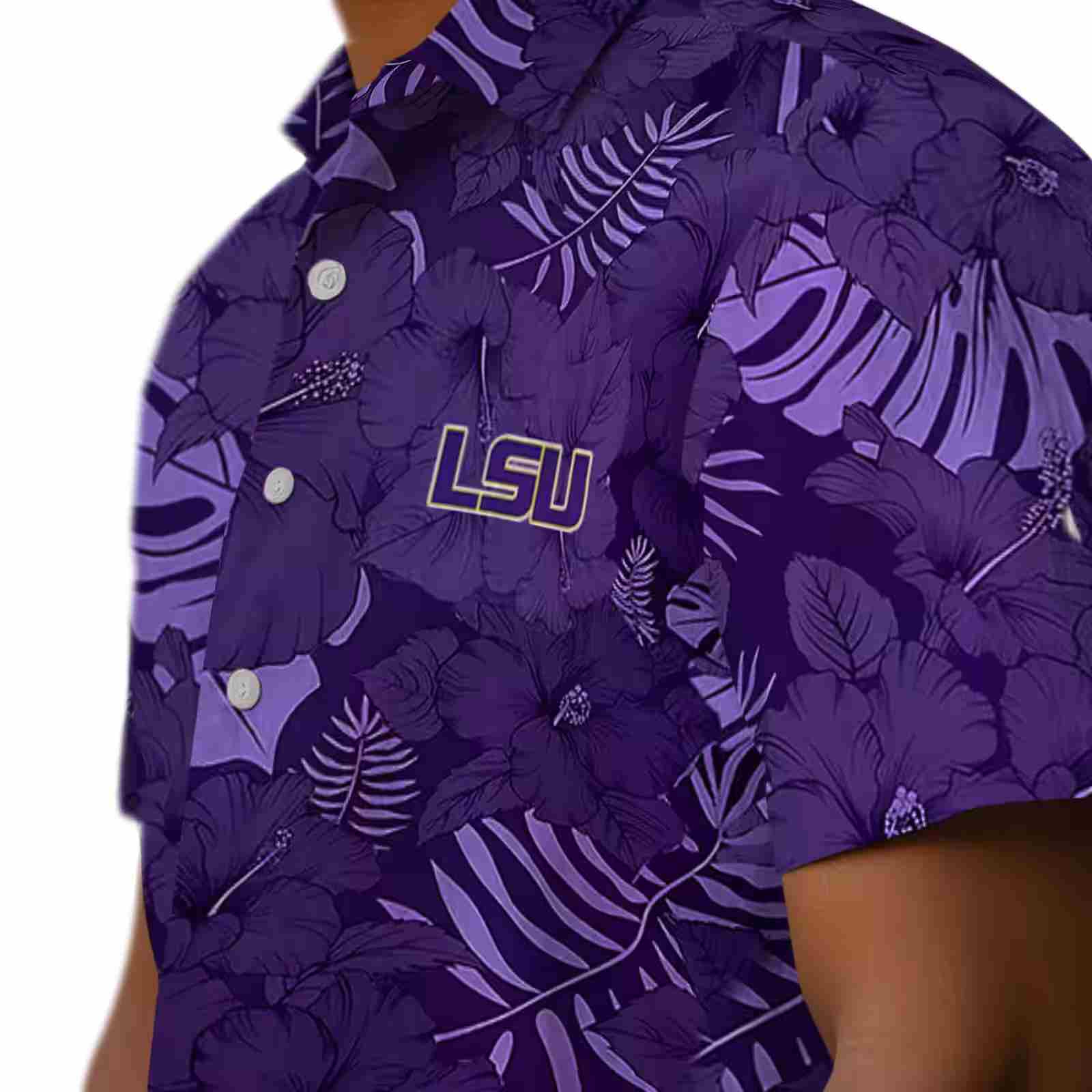 lsu tigers jungle vibes purple hawaiian shirt trendy