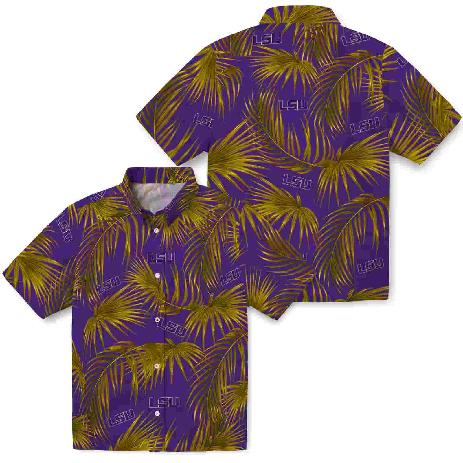 lsu tigers leafy palms purple hawaiian shirt high quality