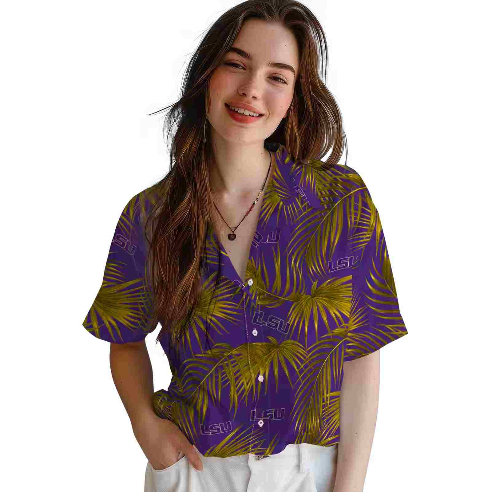 lsu tigers leafy palms purple hawaiian shirt latest model