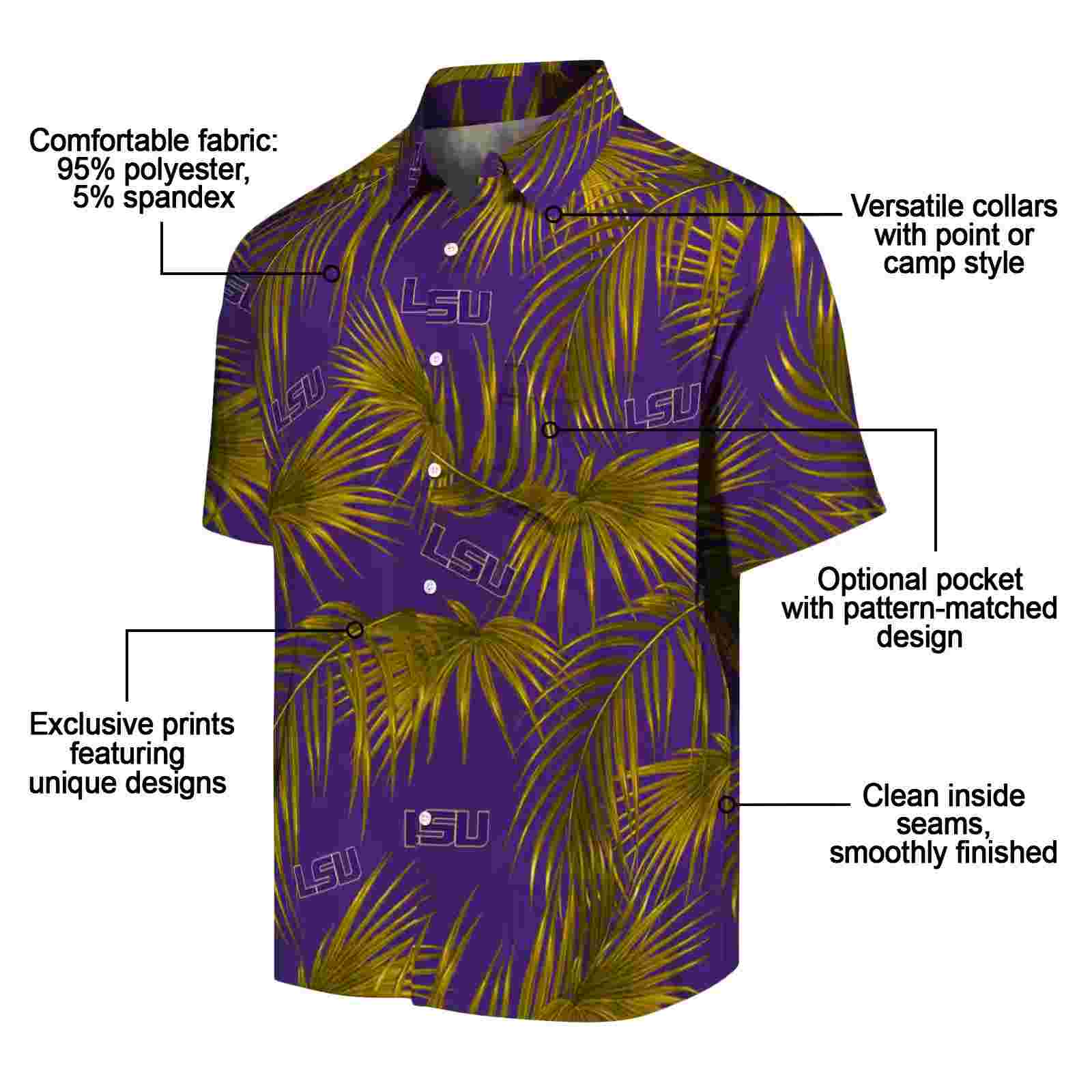 lsu tigers leafy palms purple hawaiian shirt new arrival