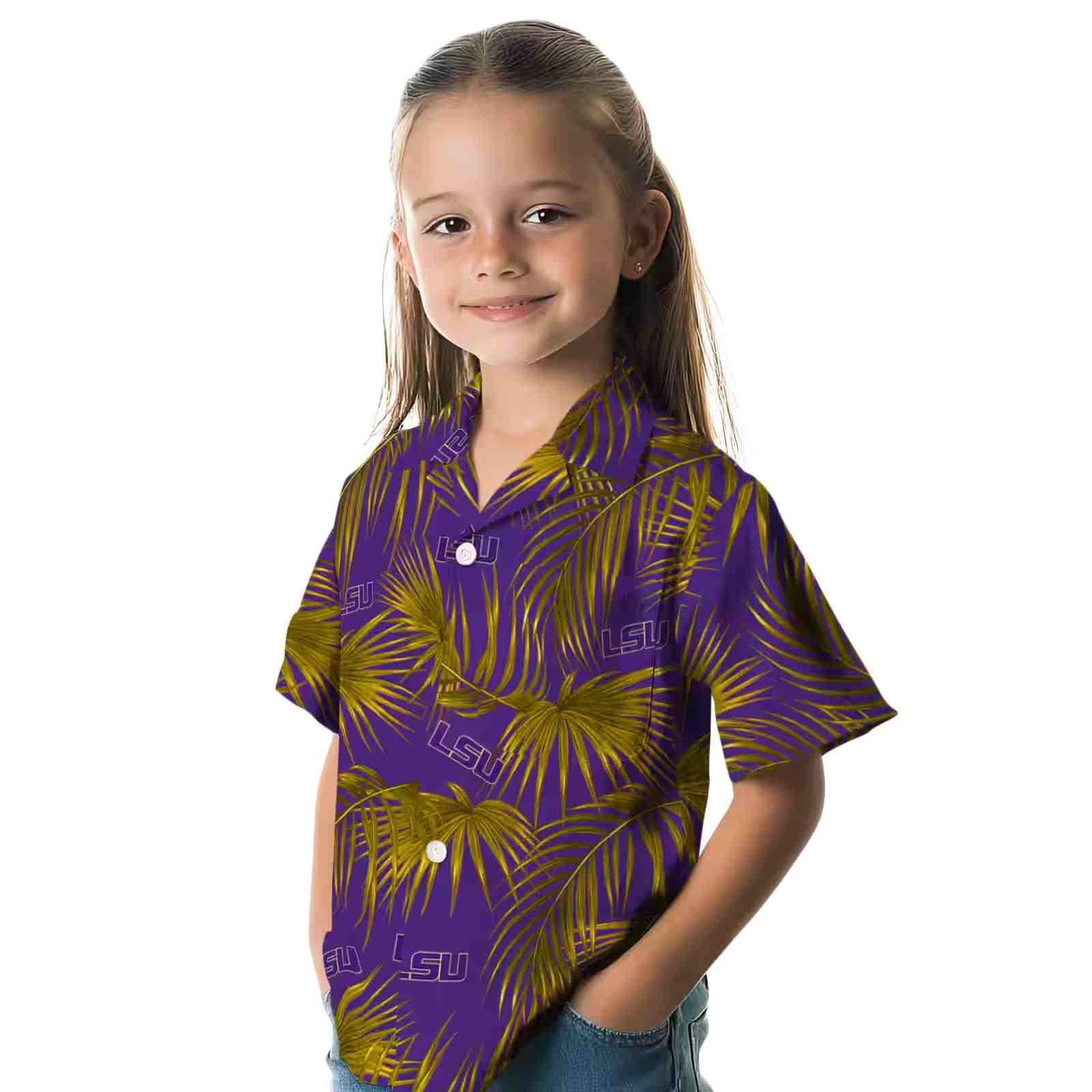 lsu tigers leafy palms purple hawaiian shirt premium grade