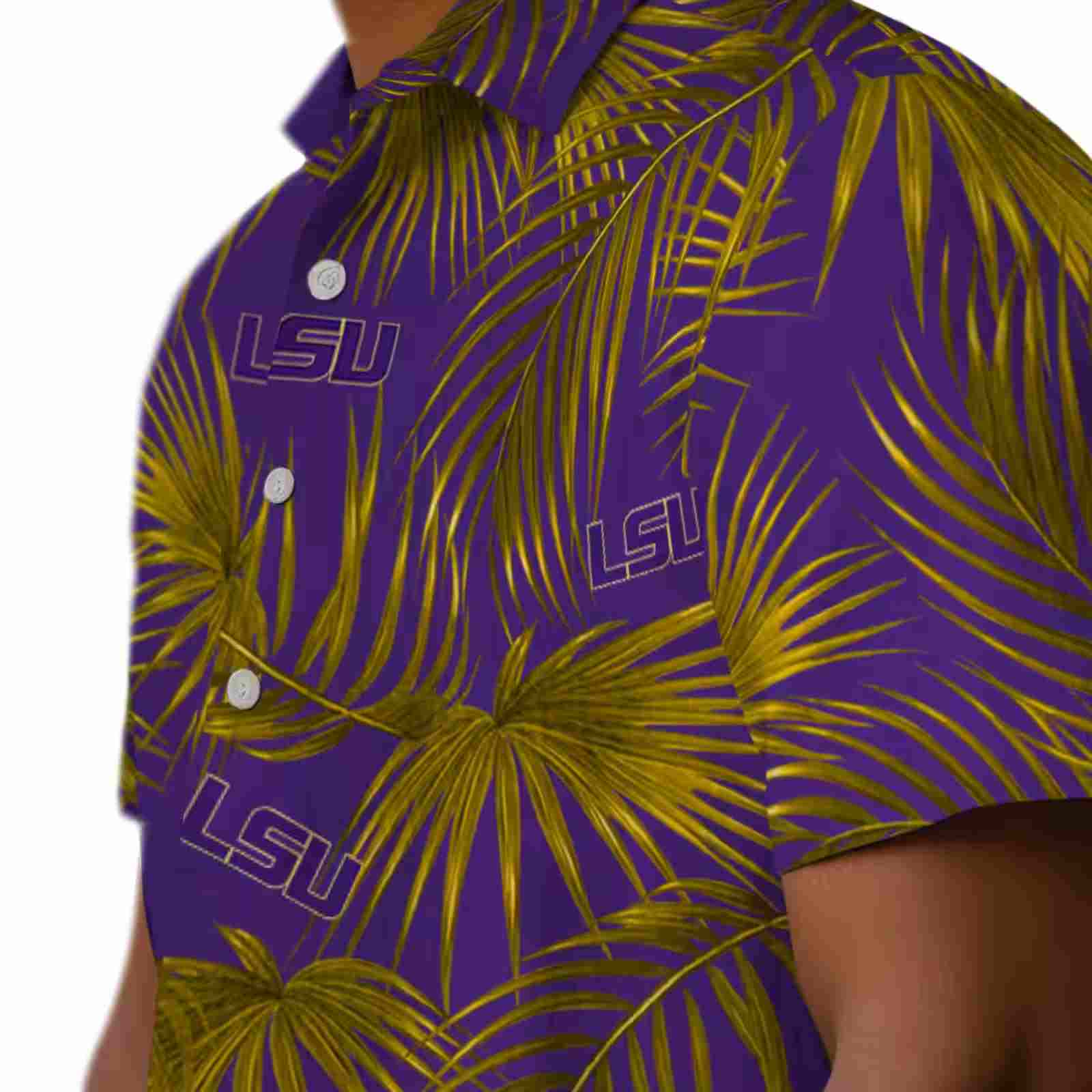 lsu tigers leafy palms purple hawaiian shirt trendy