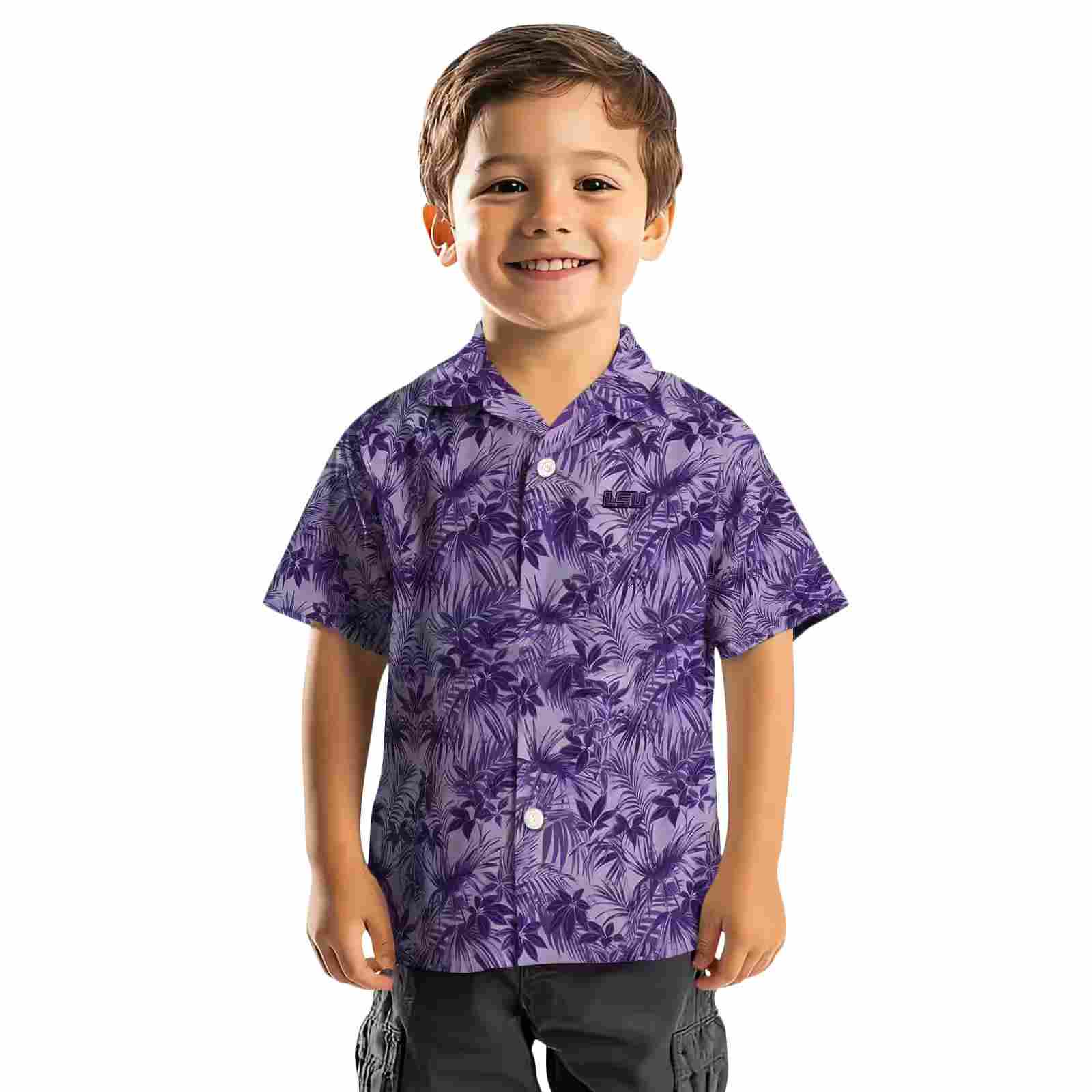 lsu tigers leafy pattern purple hawaiian shirt top rated