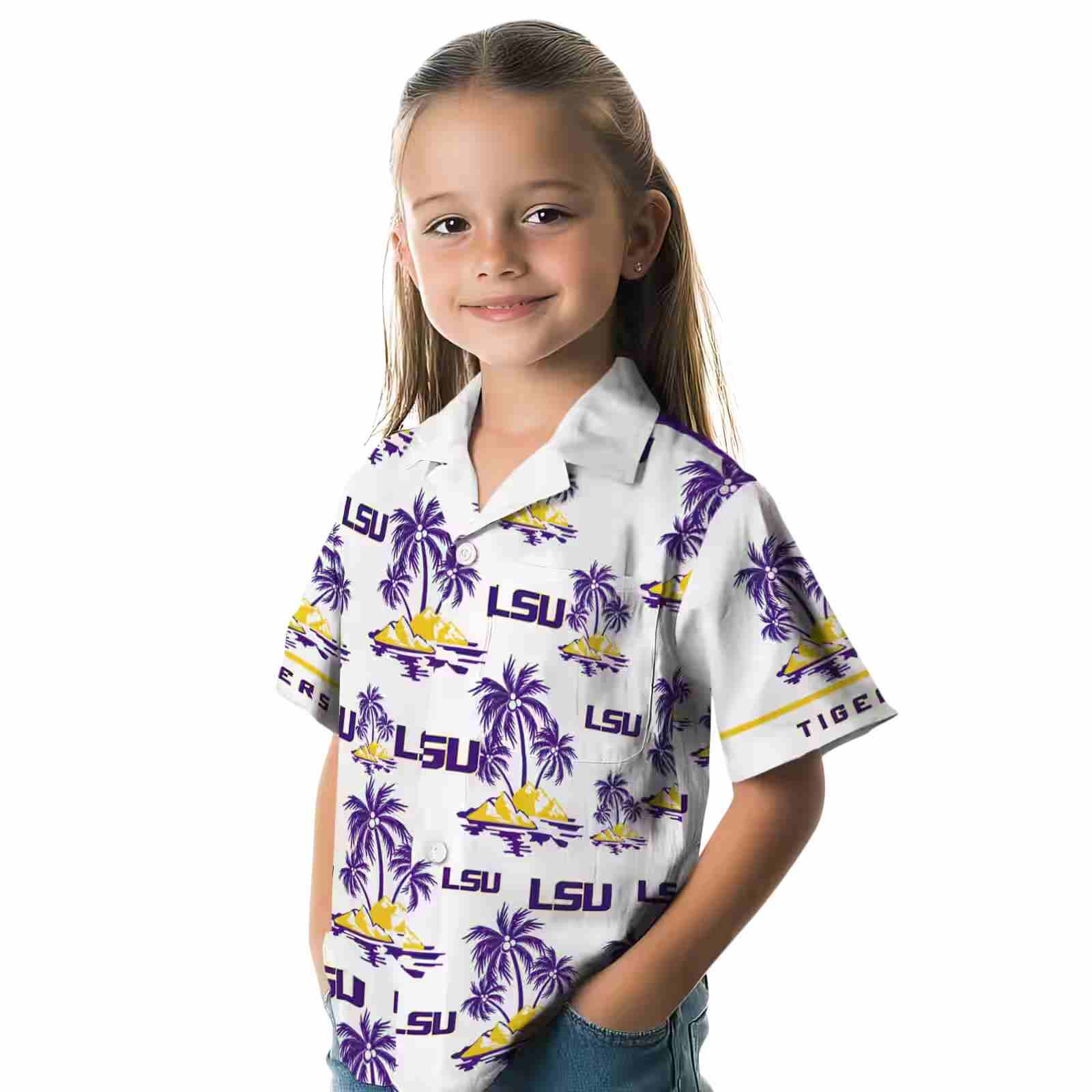 lsu tigers palm island print purple white hawaiian shirt premium grade