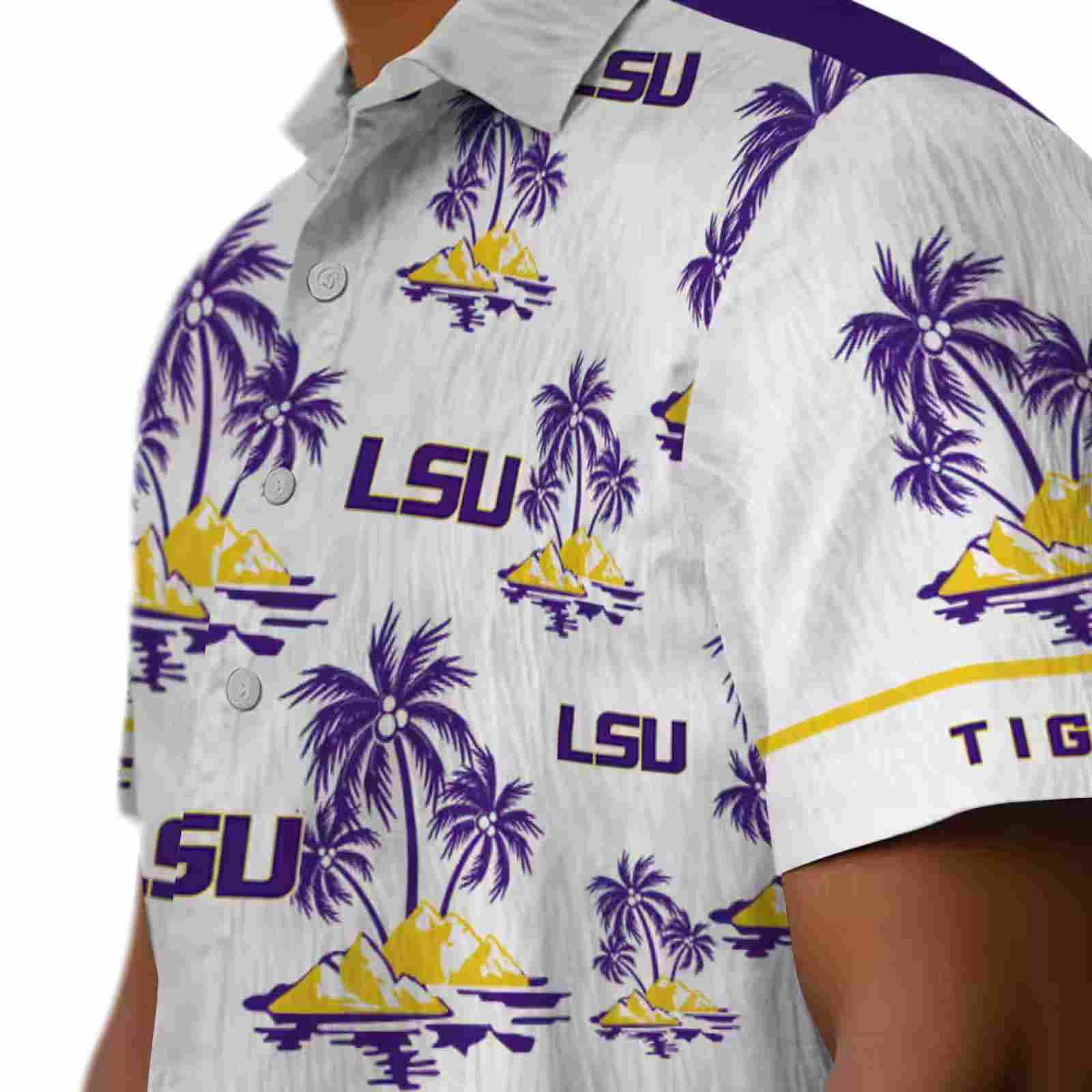 lsu tigers palm island print purple white hawaiian shirt trendy