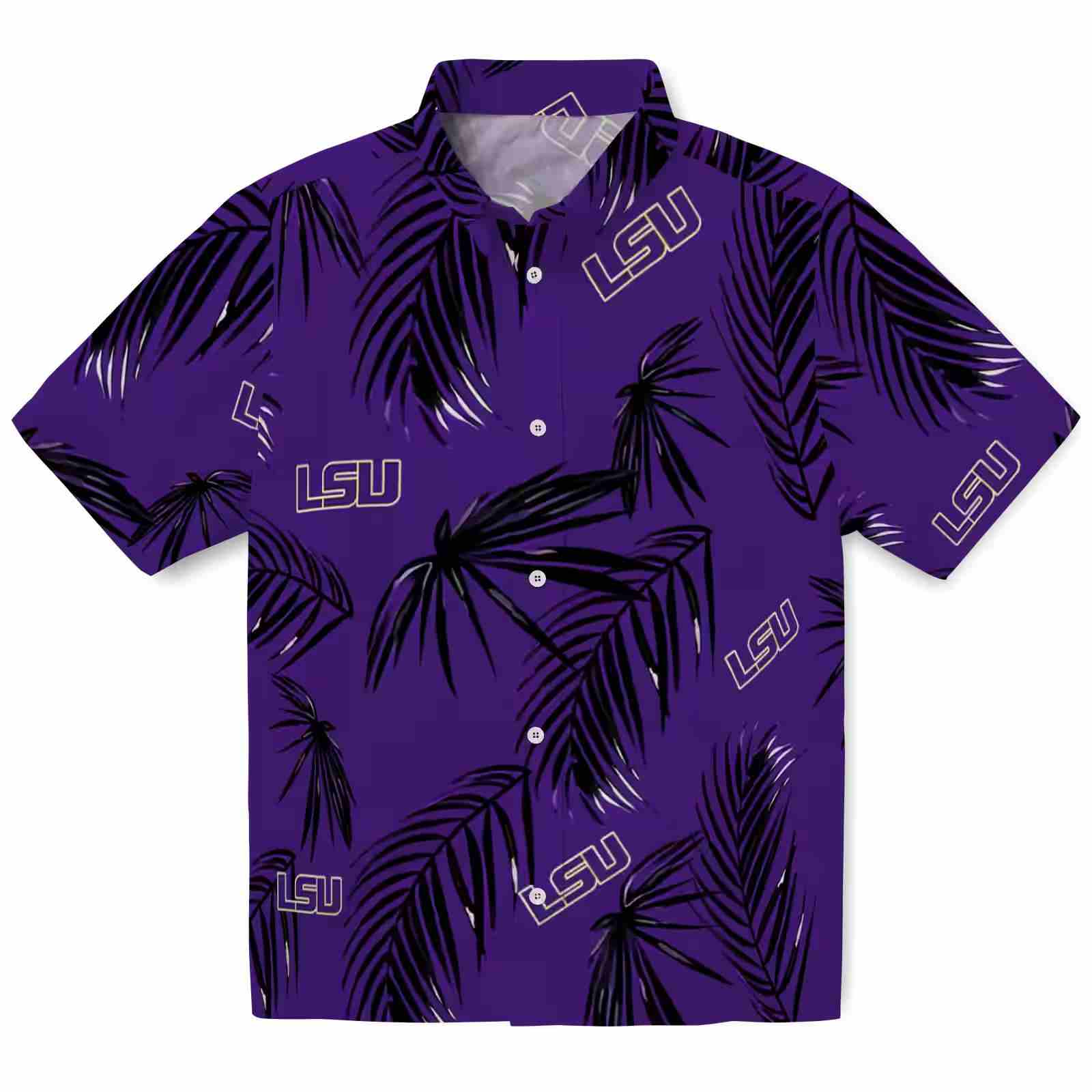 LSU Tigers Palm Leaf Purple Hawaiian Shirt