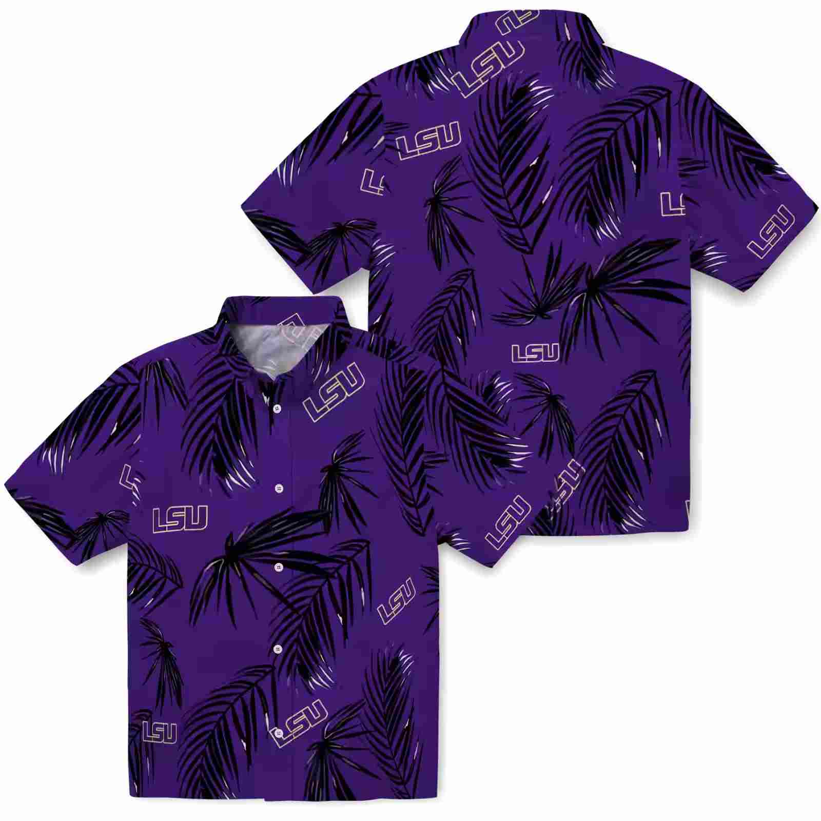 lsu tigers palm leaf purple hawaiian shirt high quality