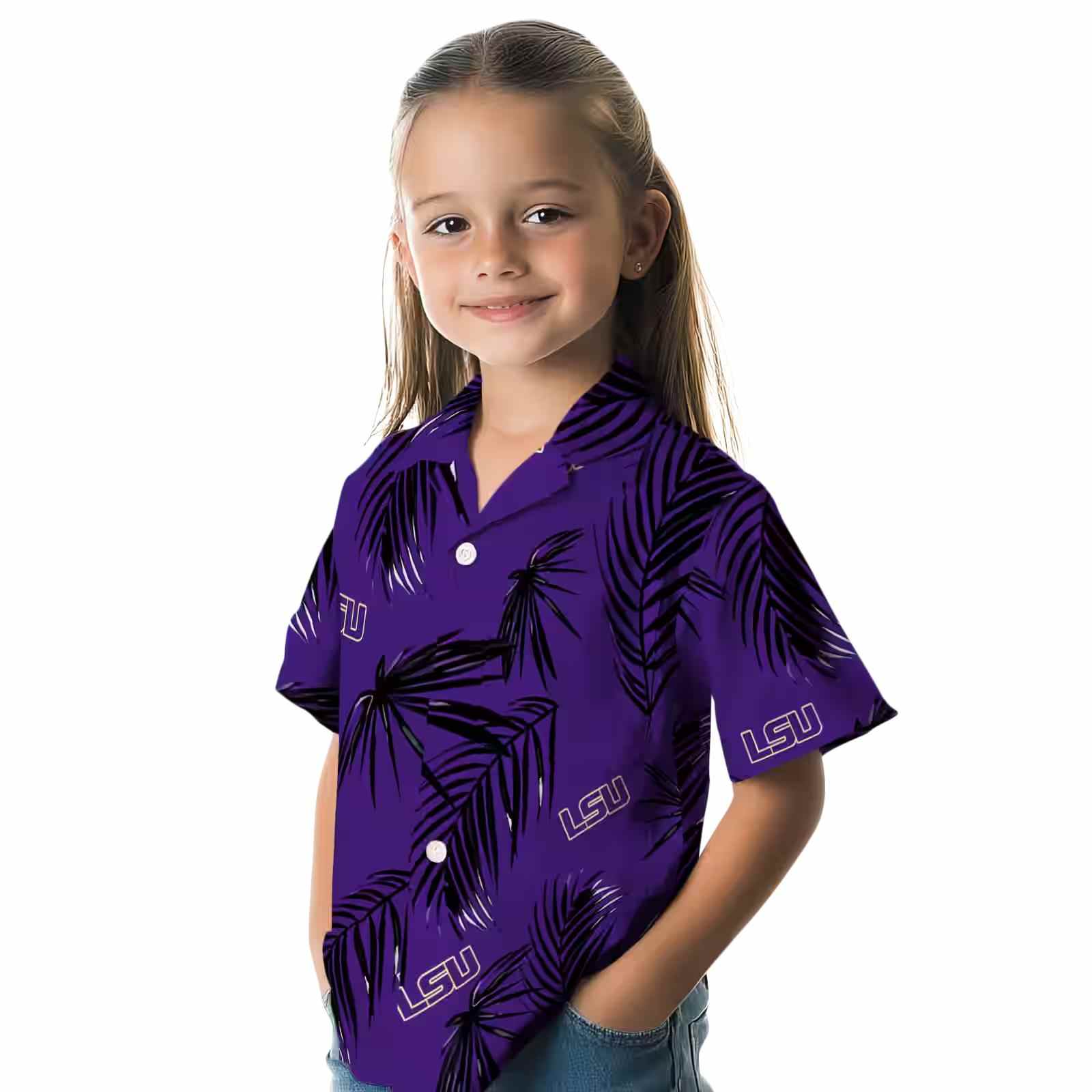 lsu tigers palm leaf purple hawaiian shirt premium grade