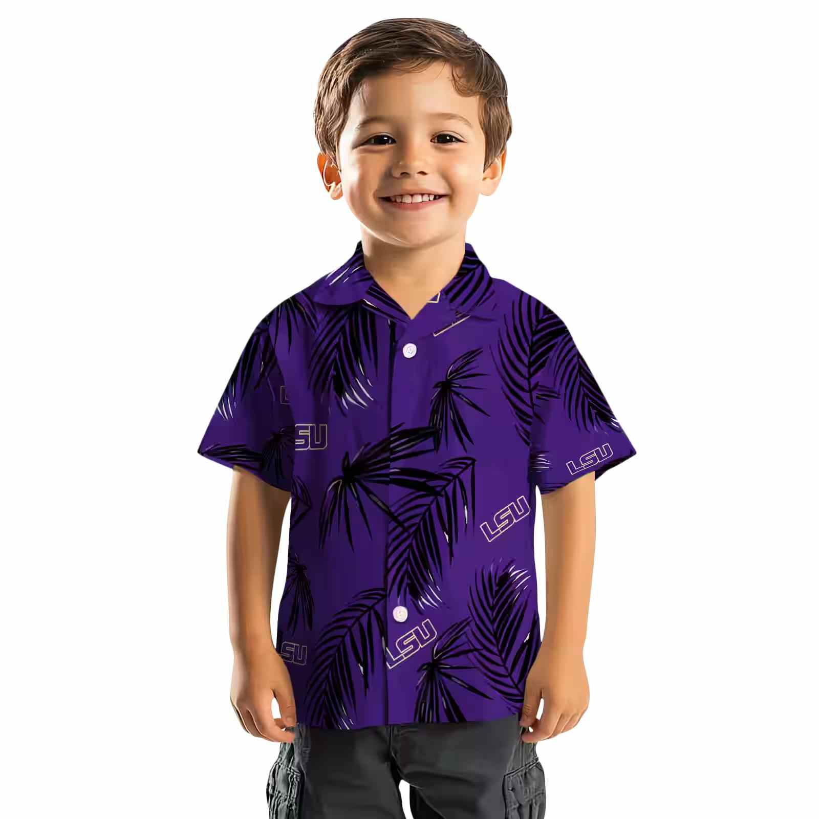 lsu tigers palm leaf purple hawaiian shirt top rated