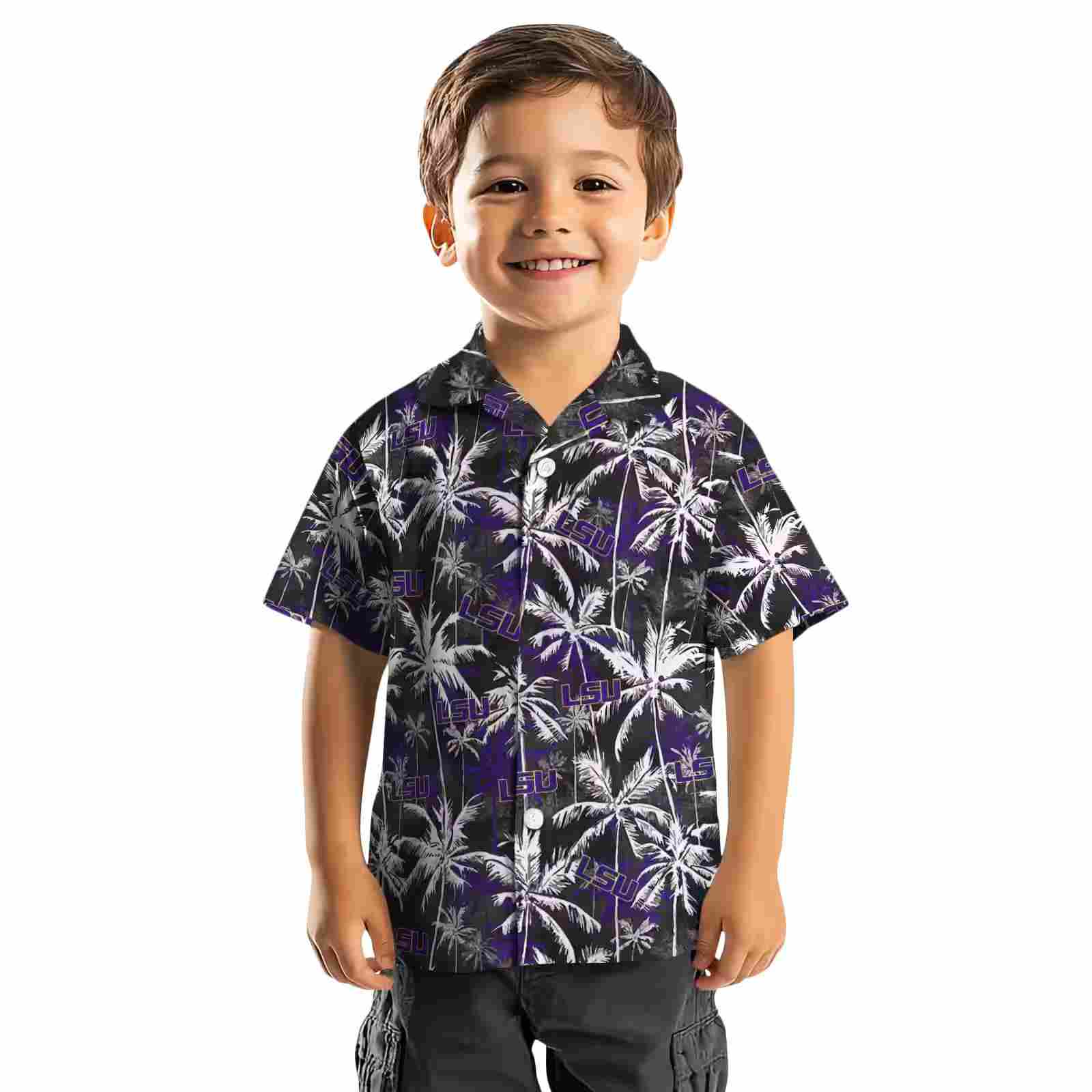 lsu tigers palm pattern purple black hawaiian shirt top rated