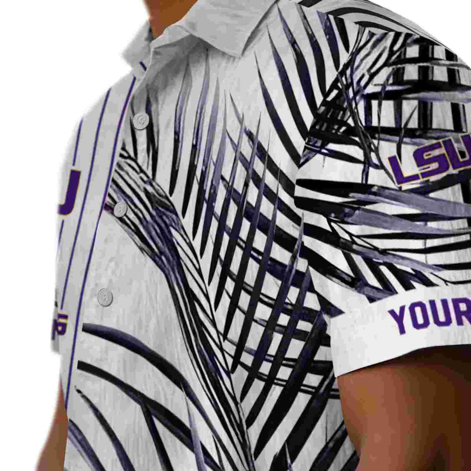 lsu tigers palm stripes purple black white hawaiian shirt trendy