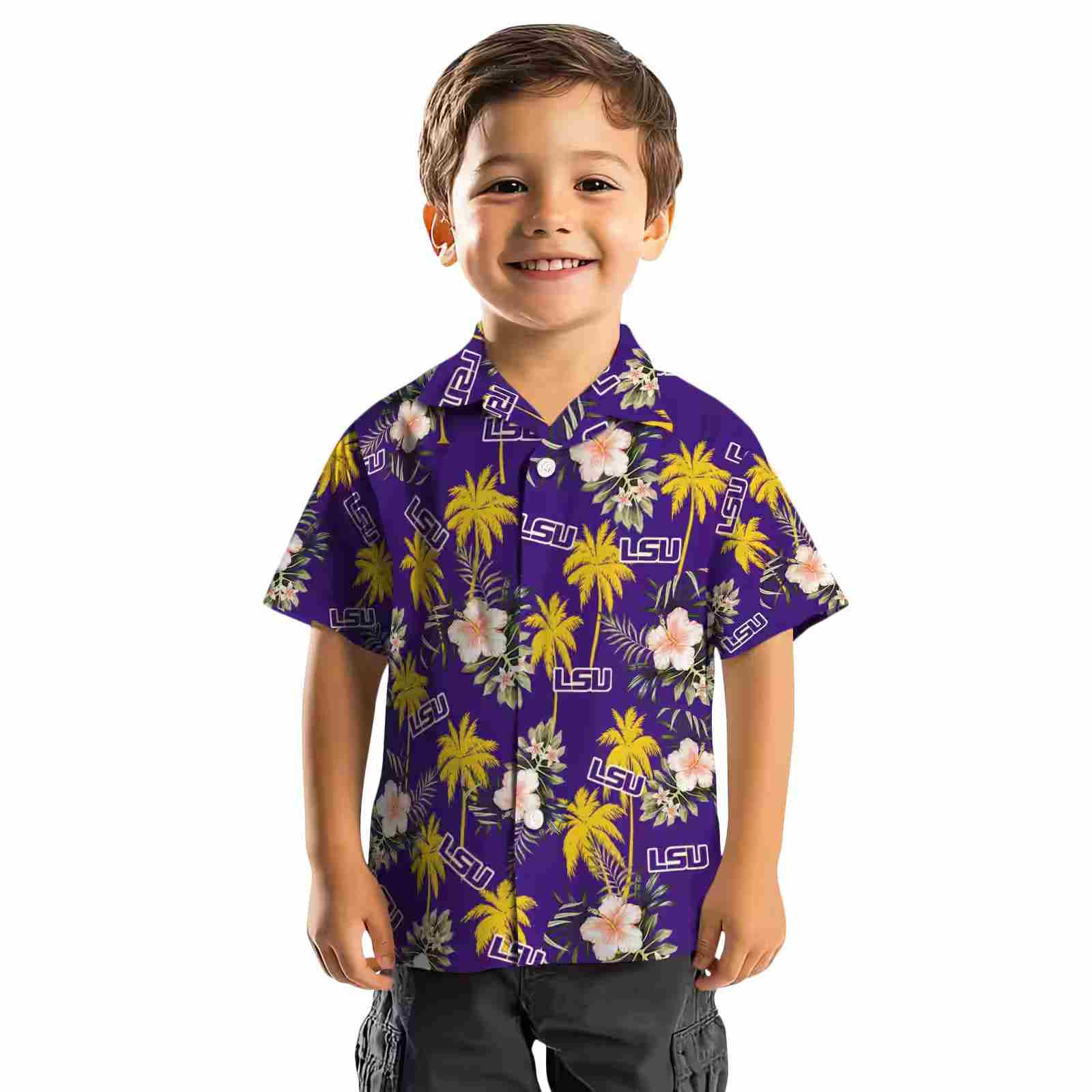 lsu tigers palm tree flower purple hawaiian shirt top rated