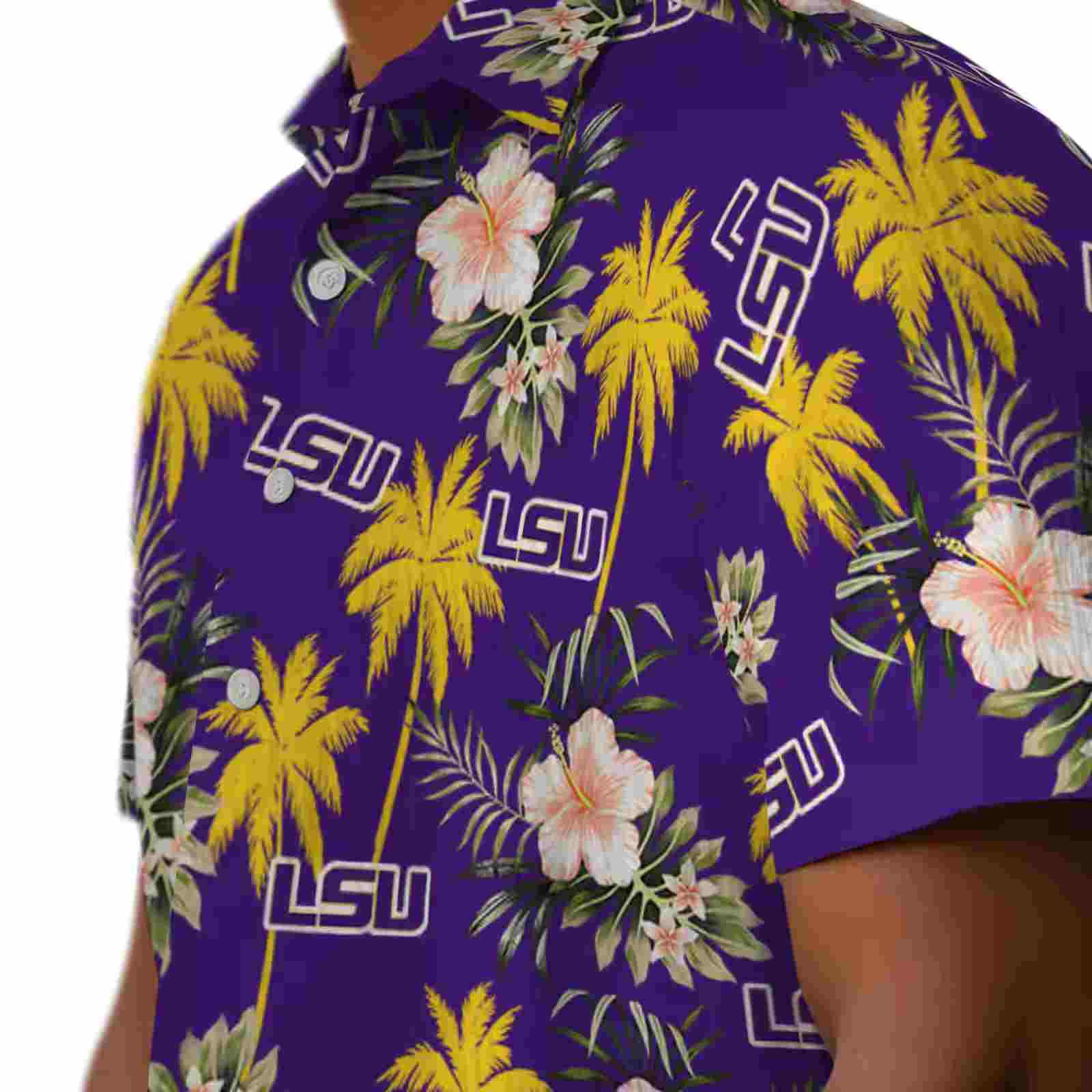 lsu tigers palm tree flower purple hawaiian shirt trendy