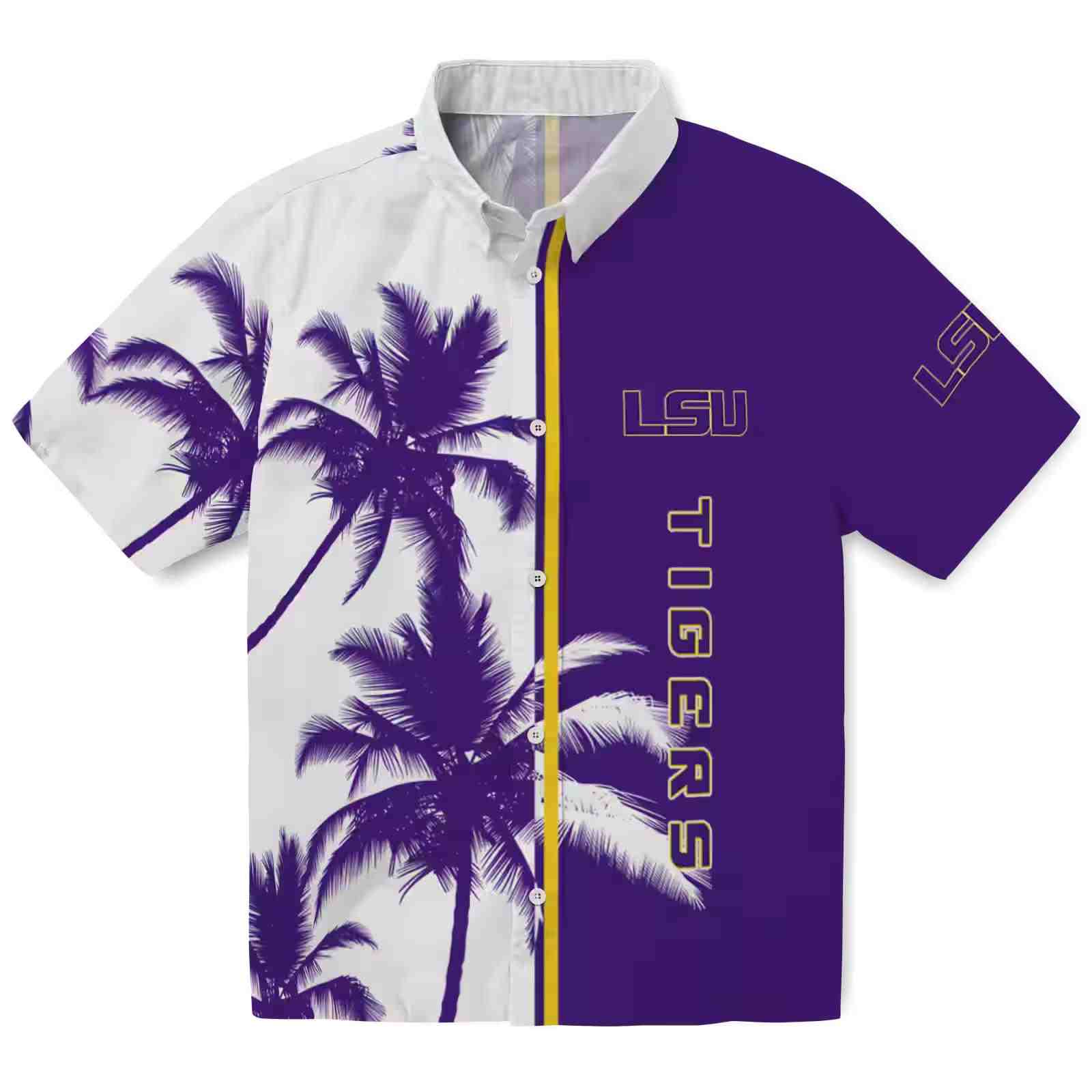 LSU Tigers Palm Trees Purple White Hawaiian Shirt