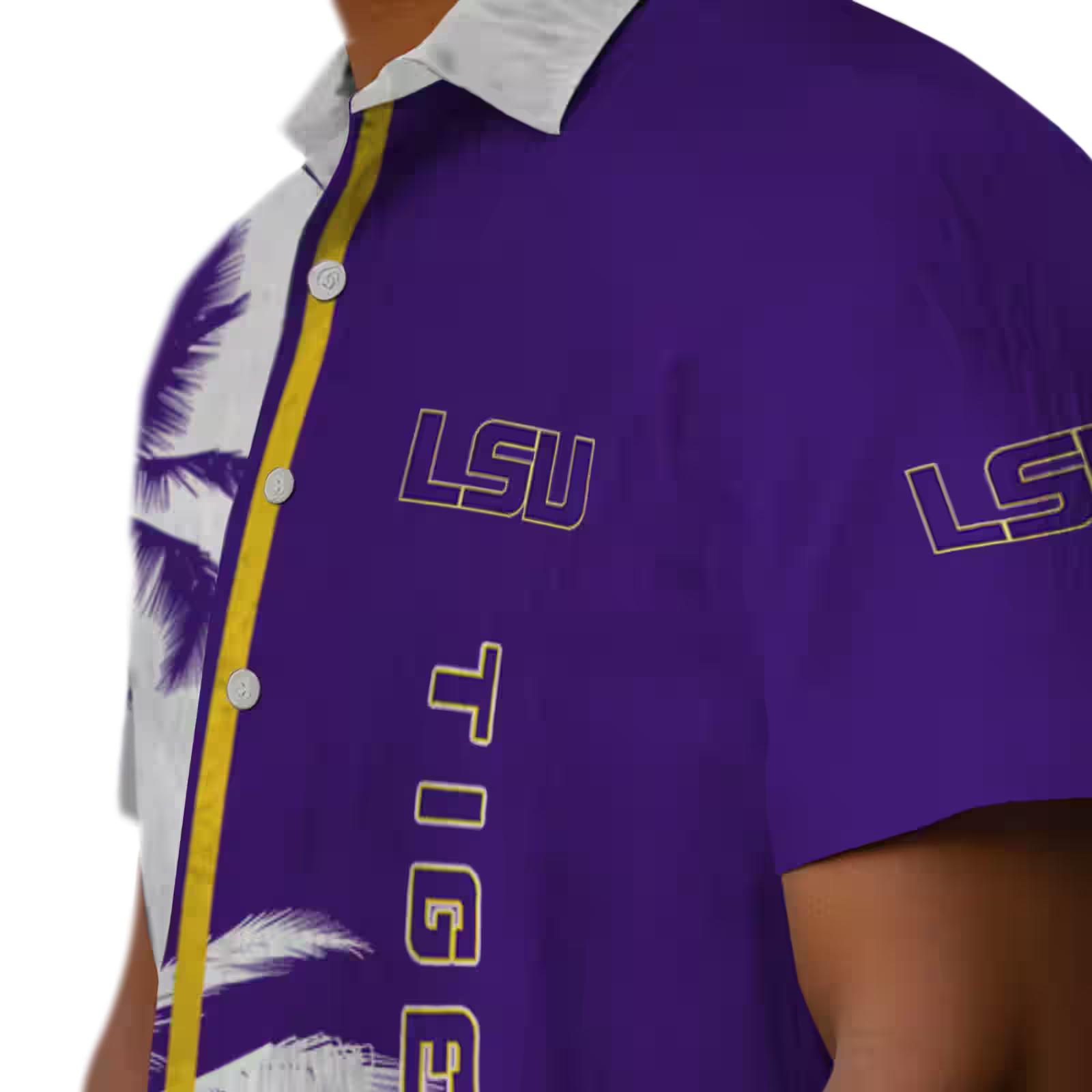 lsu tigers palm trees purple white hawaiian shirt trendy