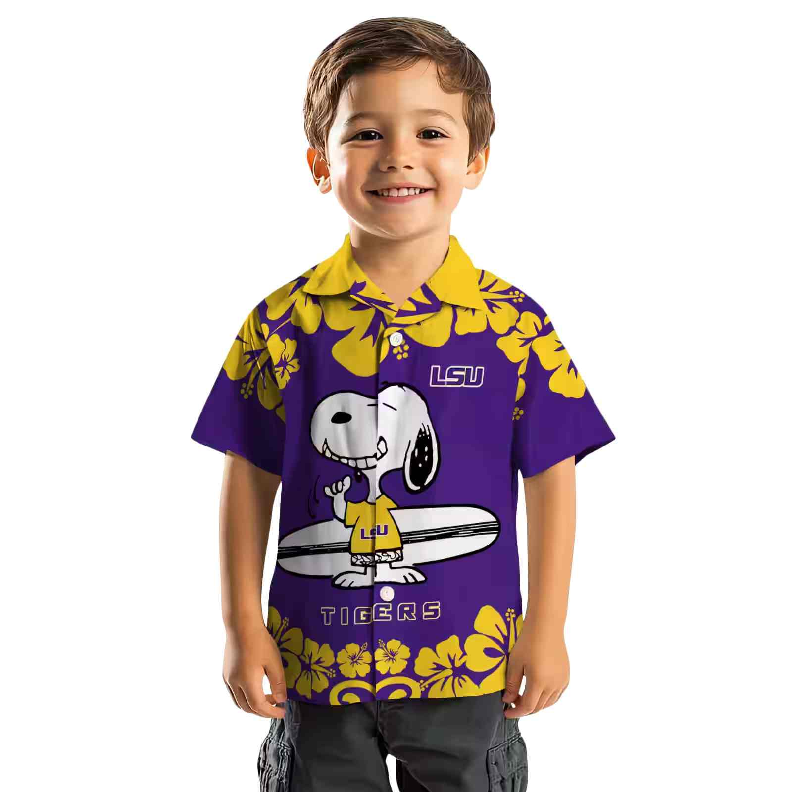 lsu tigers snoopy surf purple white hawaiian shirt top rated