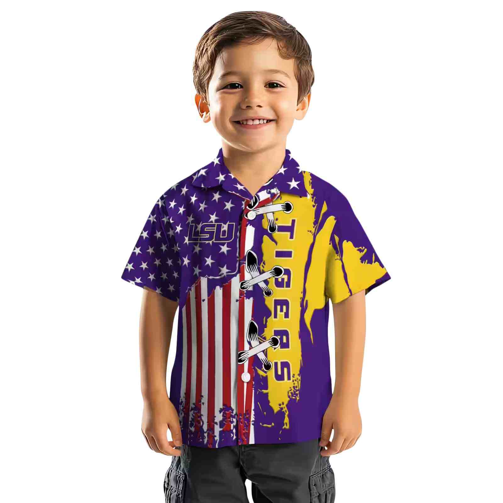 lsu tigers stitched flag purple hawaiian shirt top rated