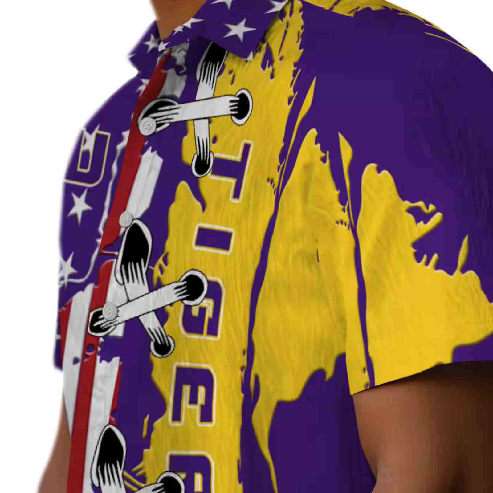 lsu tigers stitched flag purple hawaiian shirt trendy