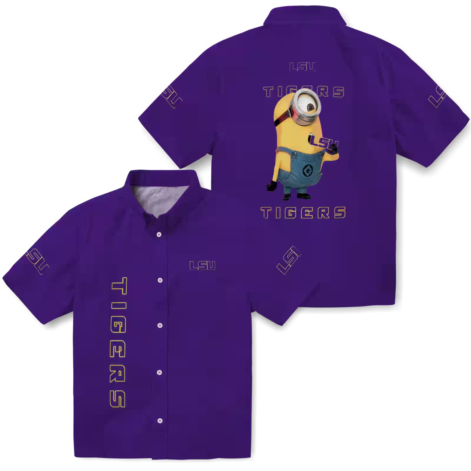 lsu tigers stuart minion purple hawaiian shirt high quality