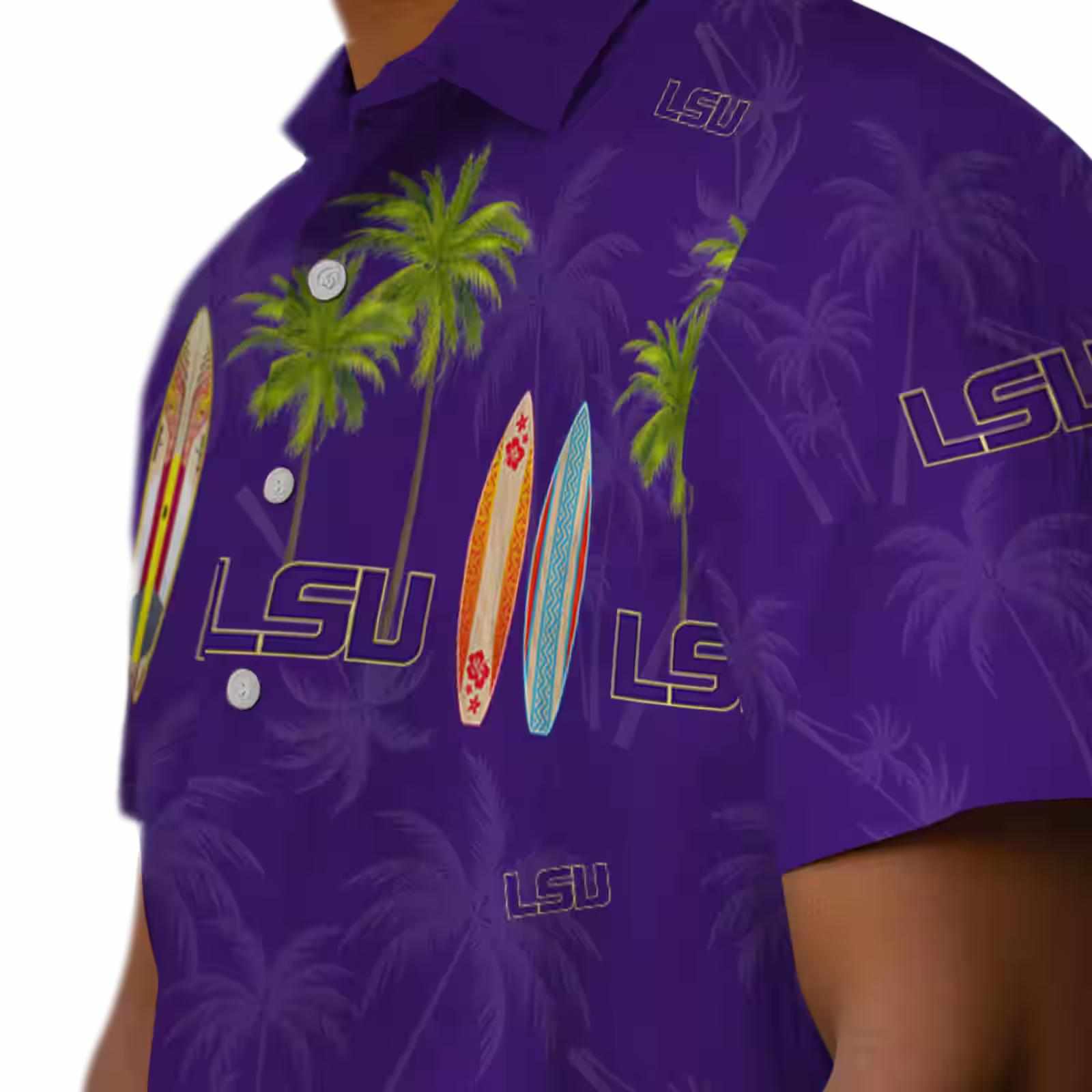 lsu tigers surfboard palm purple hawaiian shirt trendy