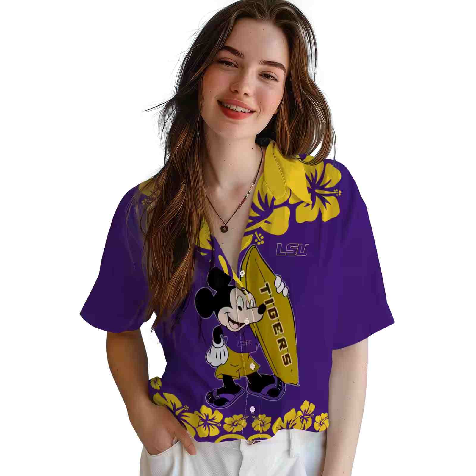 lsu tigers surfing mickey purple hawaiian shirt latest model