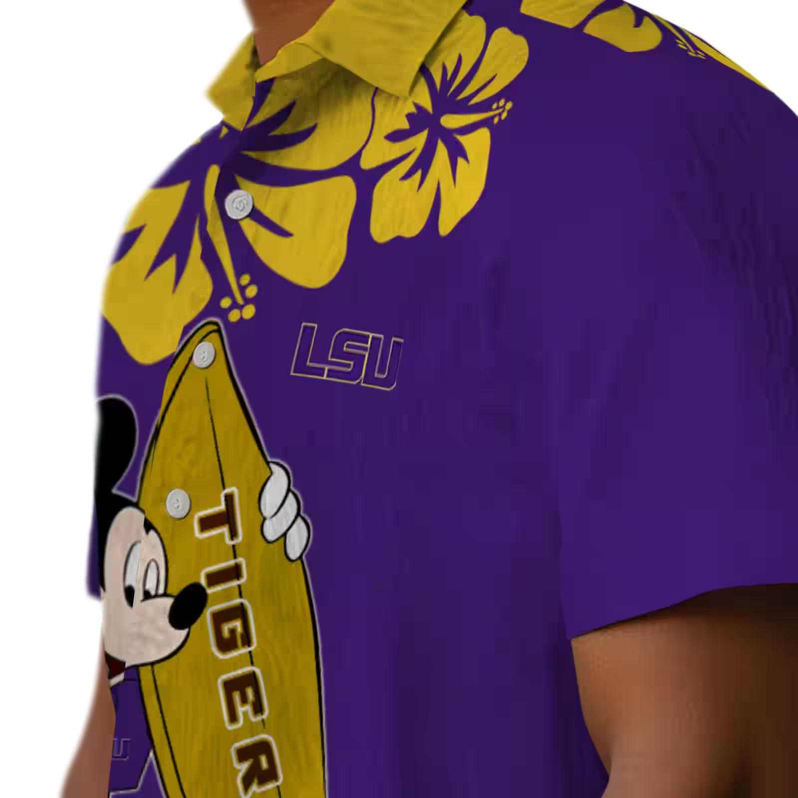 lsu tigers surfing mickey purple hawaiian shirt trendy