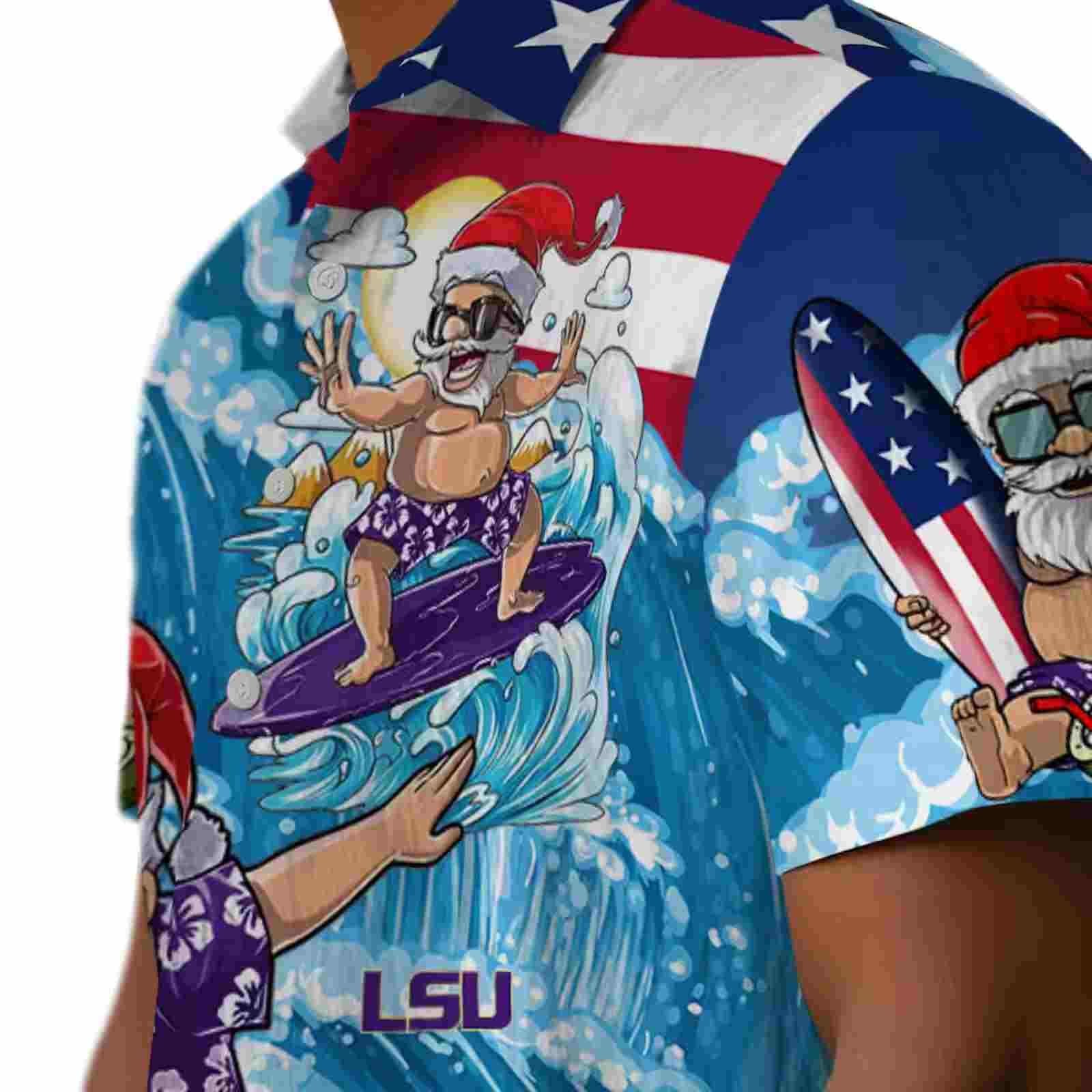 lsu tigers surfing santa blue hawaiian shirt trendy