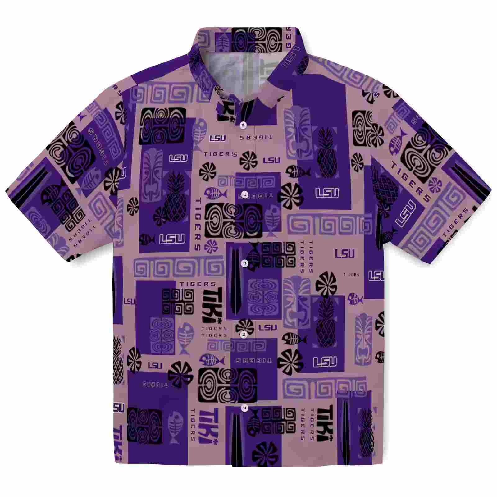 LSU Tigers Tribal Symbols Purple Hawaiian Shirt