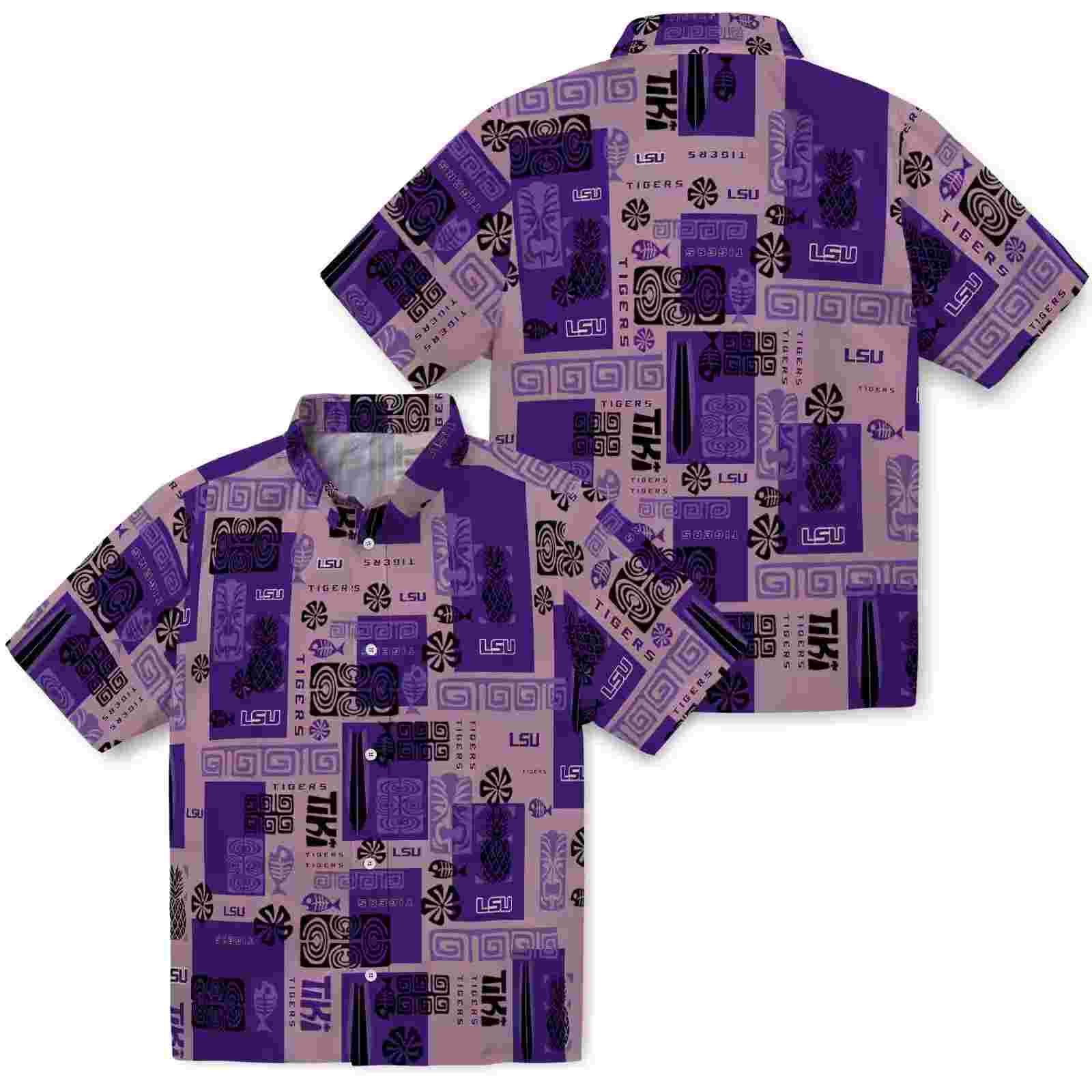 lsu tigers tribal symbols purple hawaiian shirt high quality