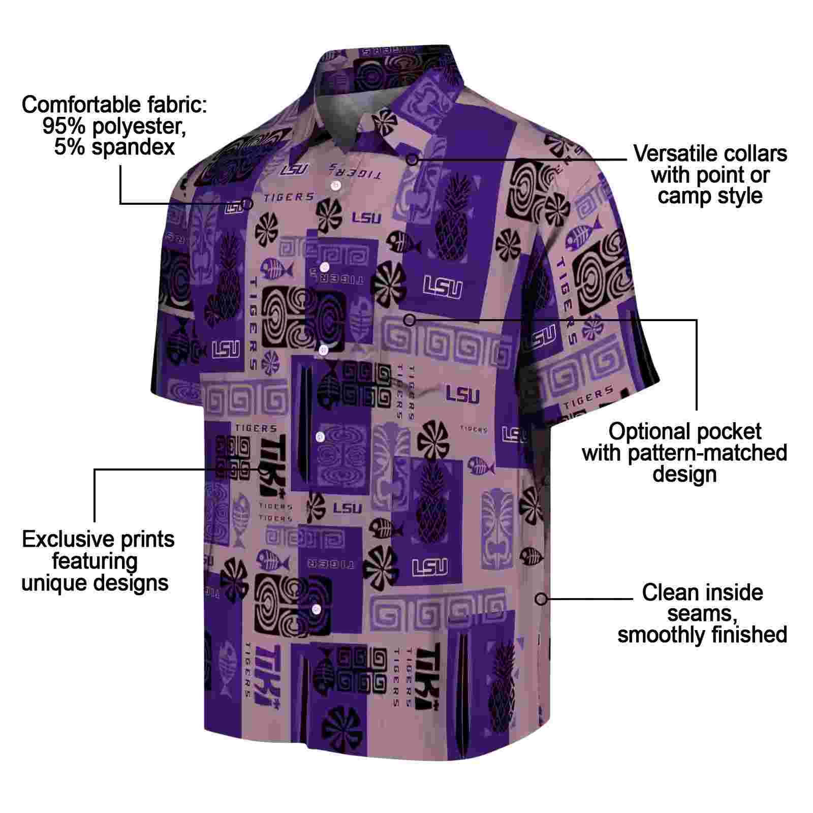 lsu tigers tribal symbols purple hawaiian shirt new arrival