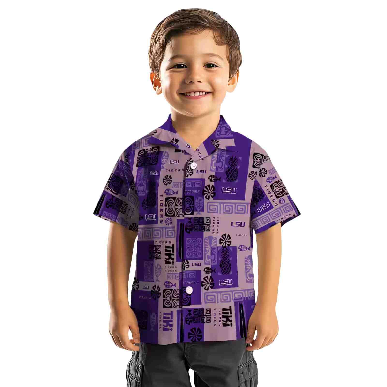 lsu tigers tribal symbols purple hawaiian shirt top rated