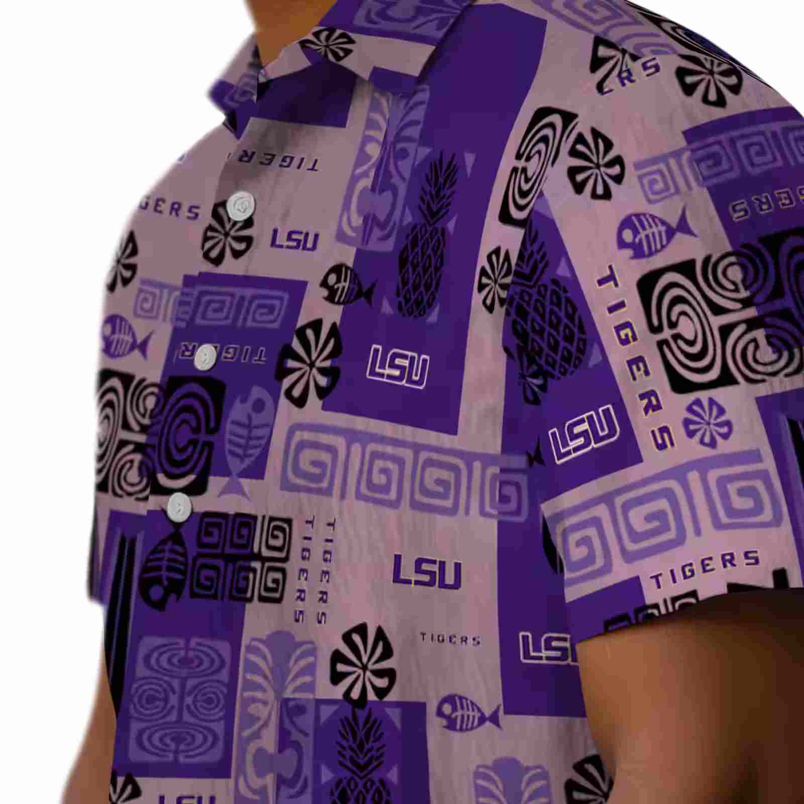 lsu tigers tribal symbols purple hawaiian shirt trendy