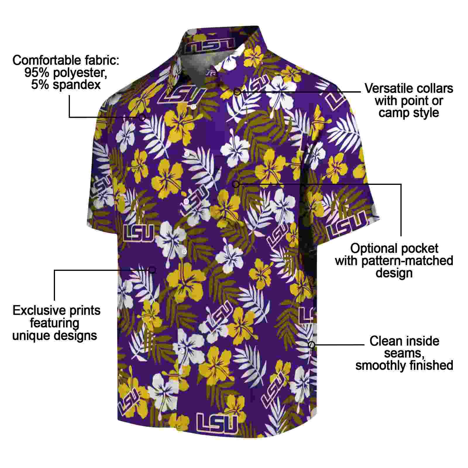 lsu tigers tropical floral purple hawaiian shirt new arrival