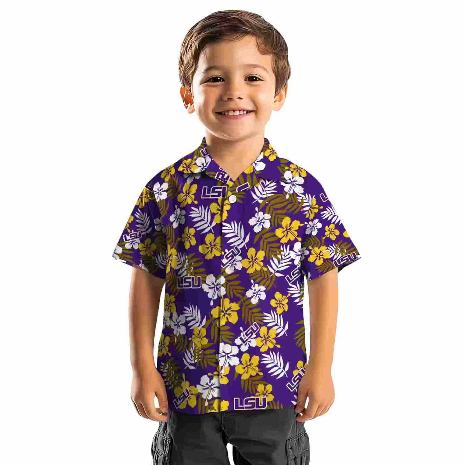 lsu tigers tropical floral purple hawaiian shirt top rated