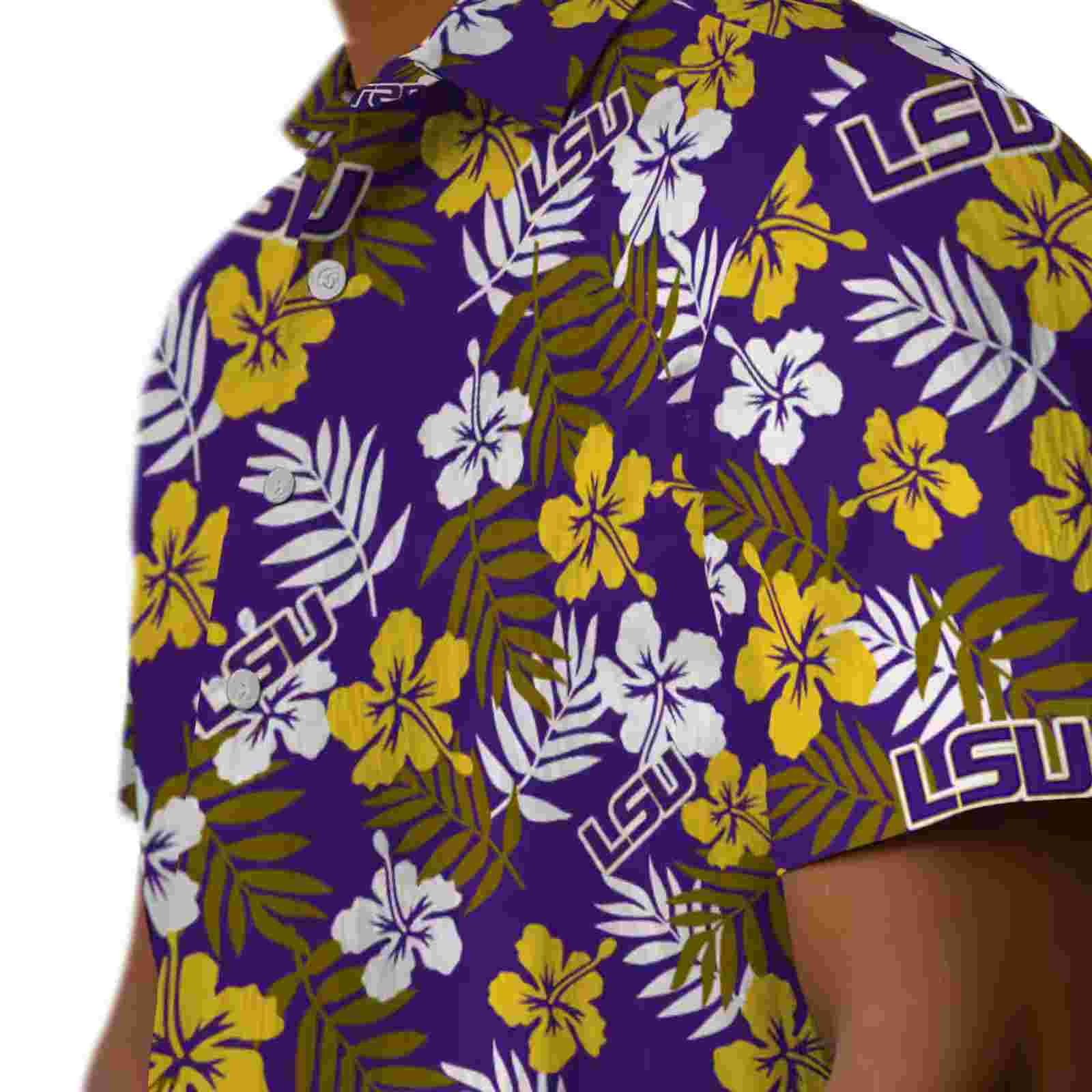 lsu tigers tropical floral purple hawaiian shirt trendy