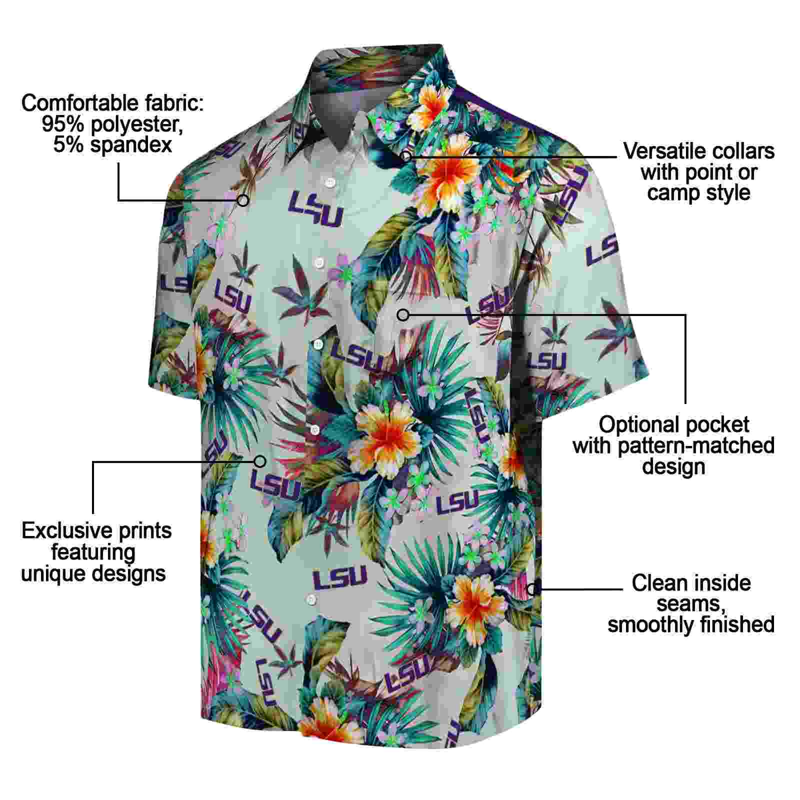 lsu tigers tropical foliage green hawaiian shirt new arrival